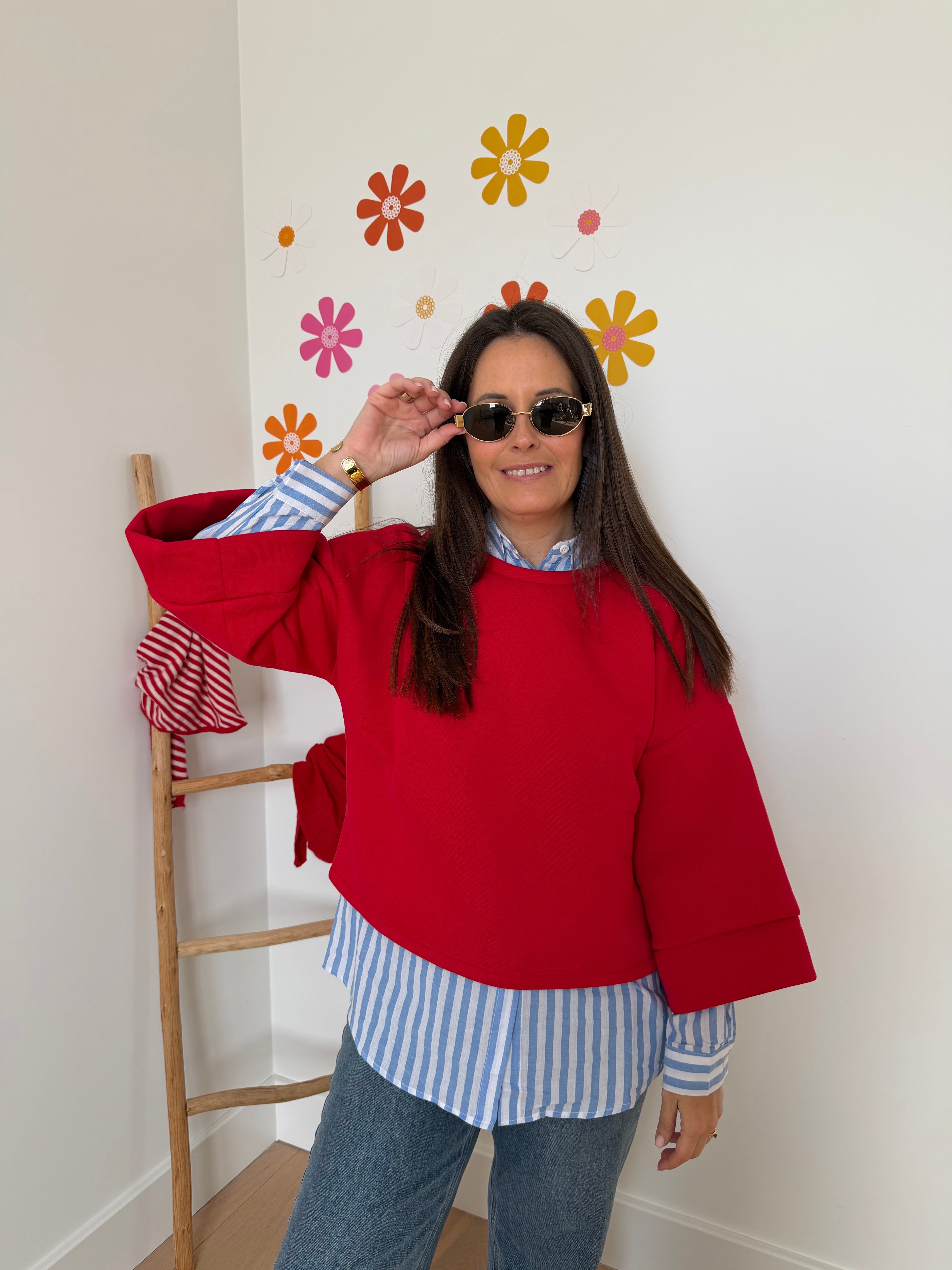 Rode sweater 4/5 mouwen - My Dressing