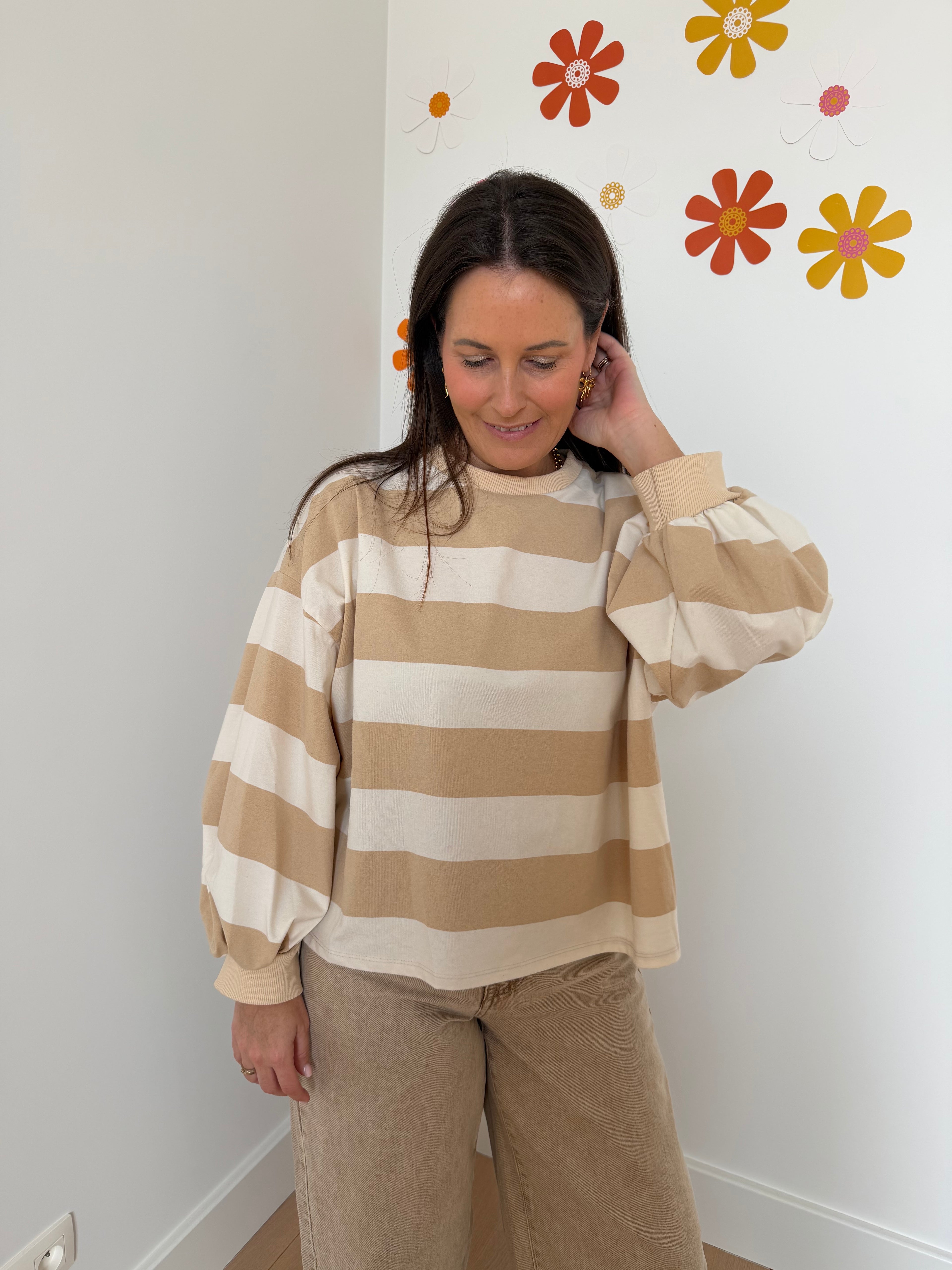 Ecru/beige gestreept shirt - My Dressing
