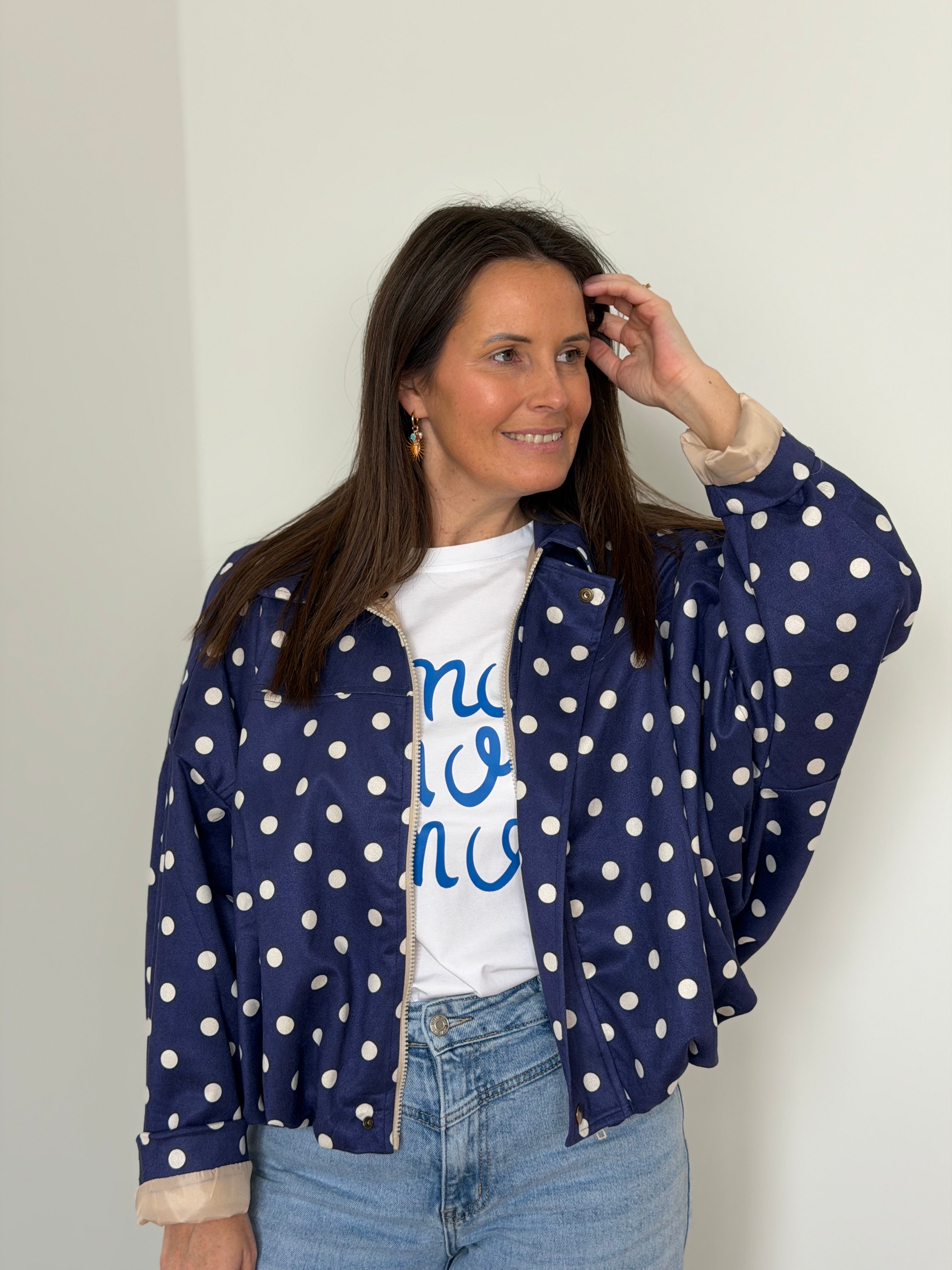 polka dot vest marineblauw - My Dressing