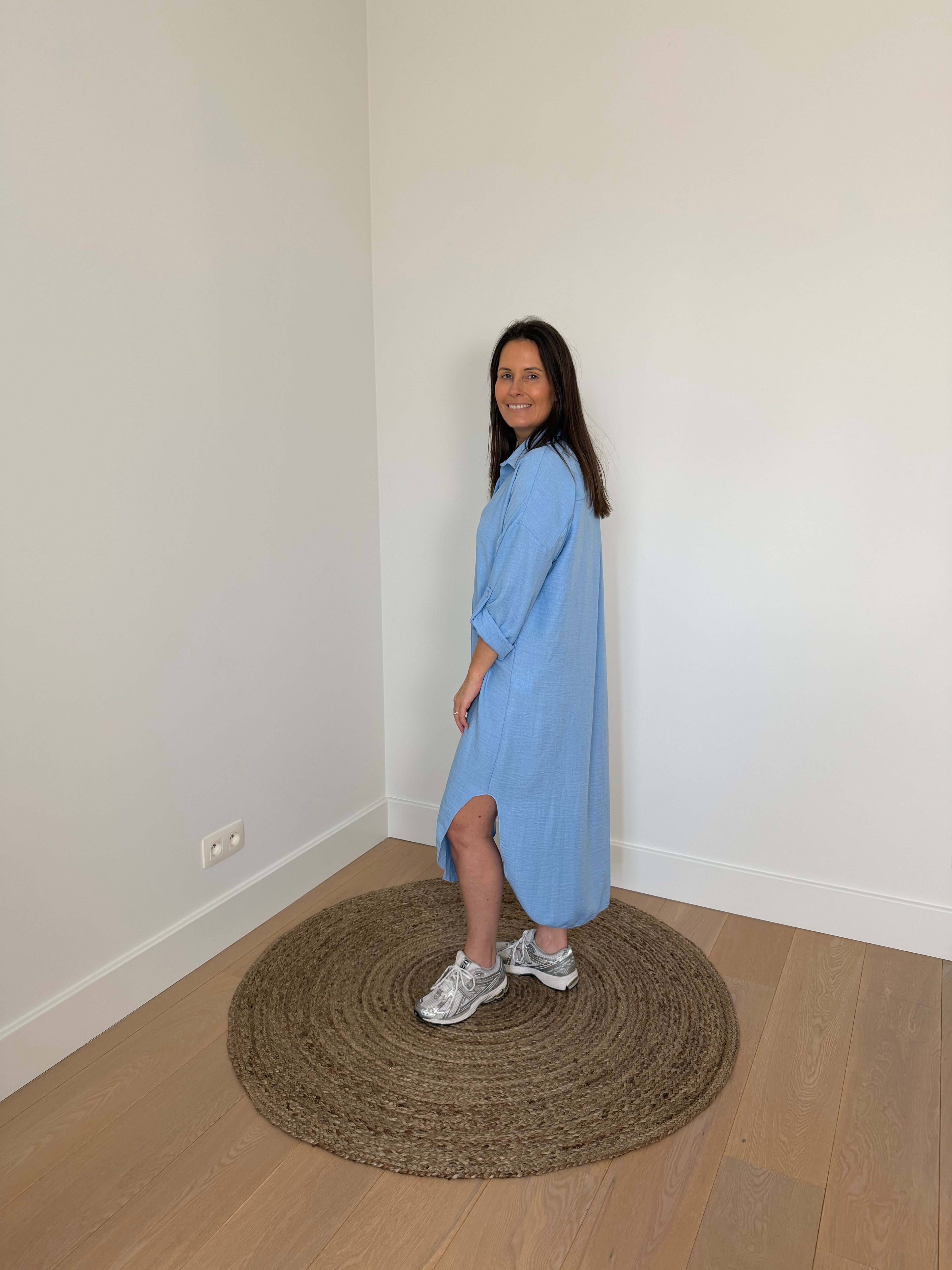 lichtblauw maxi kleedje met split - My Dressing
