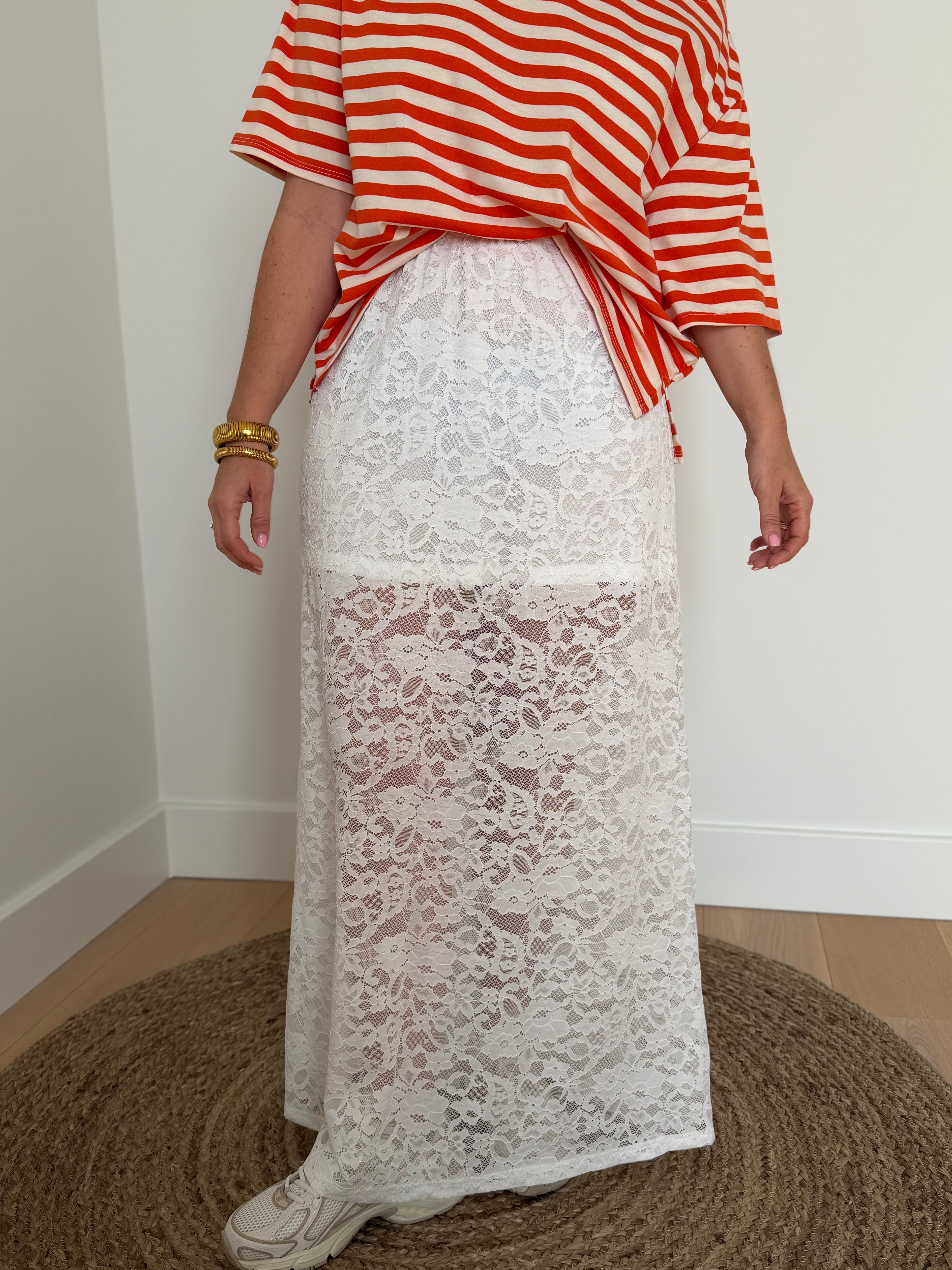 Witte lace maxi rok - My Dressing