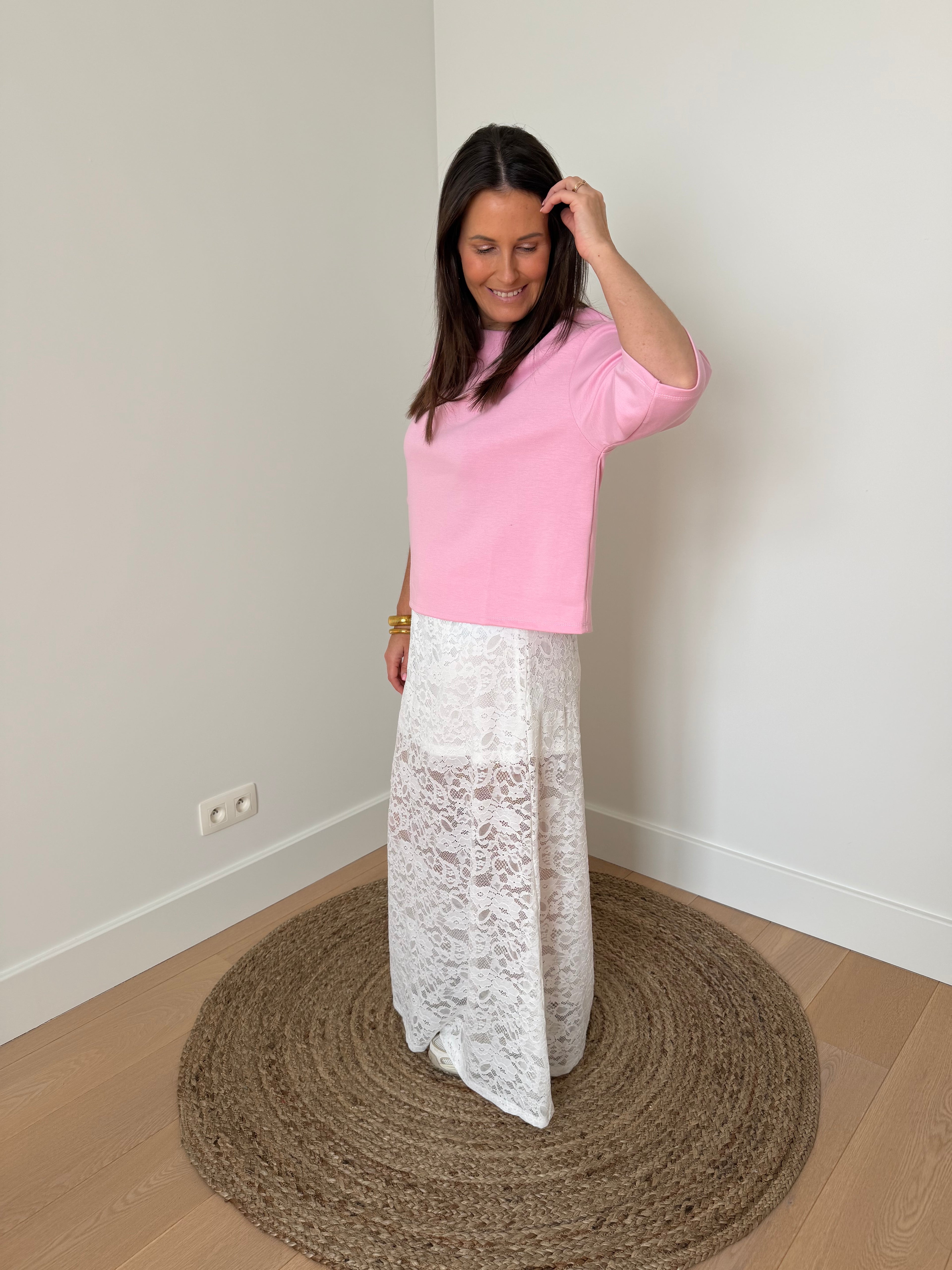 Essential t-shirt roze met korte mouwen - My Dressing