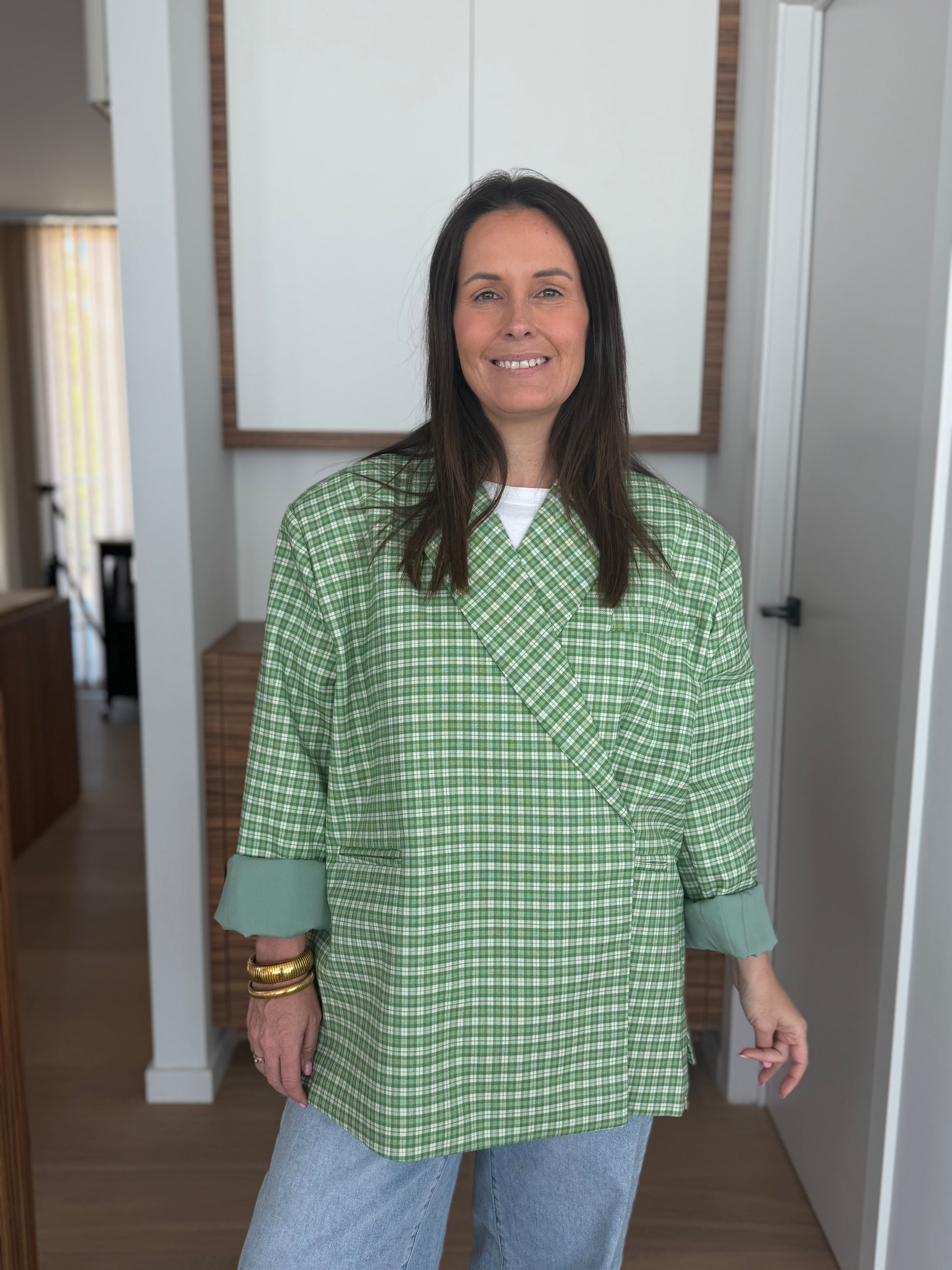 Oversized blazer groen vichy - My Dressing