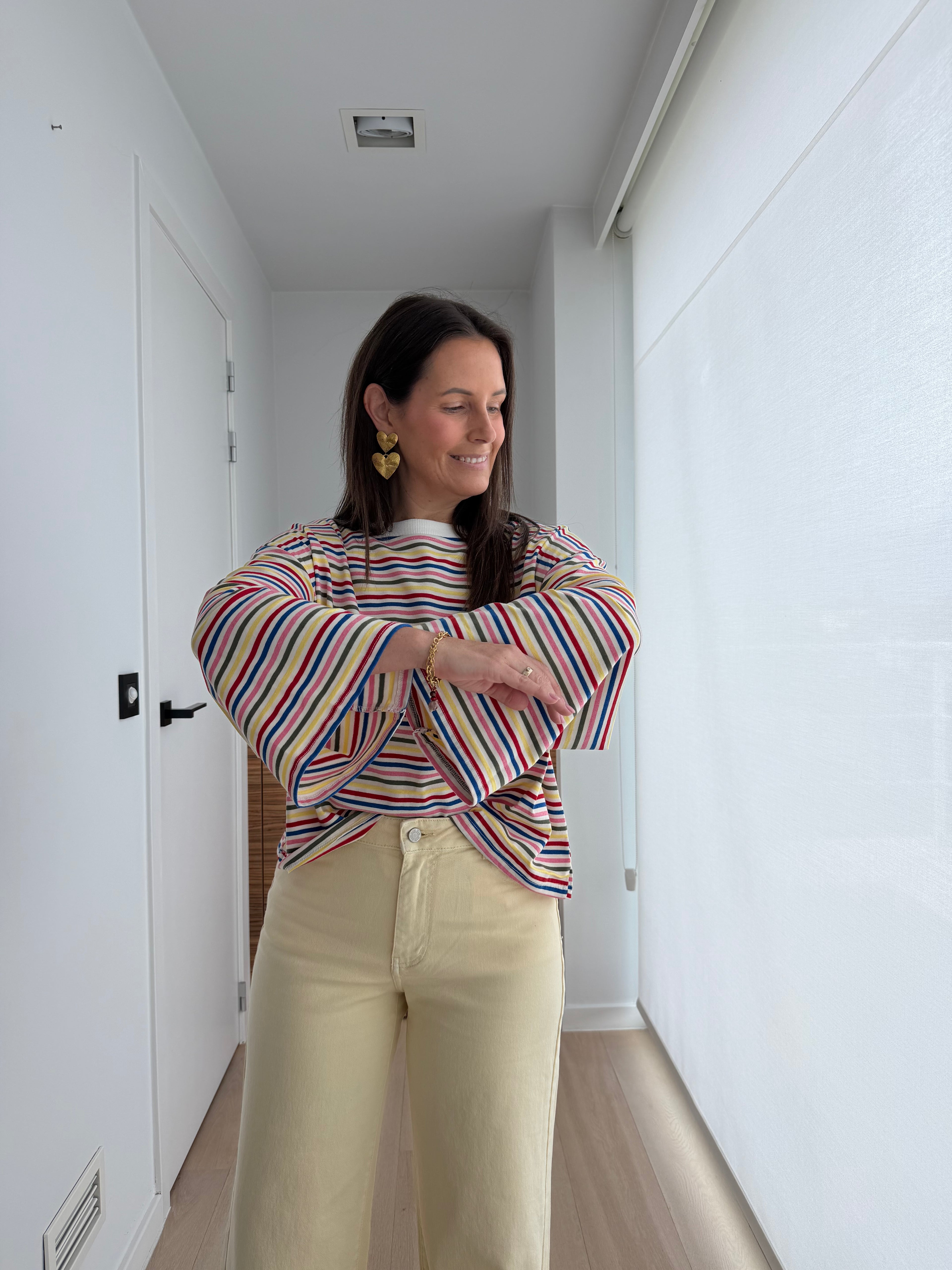 Casual longsleeve T-shirt met multicolor strepen voor dames