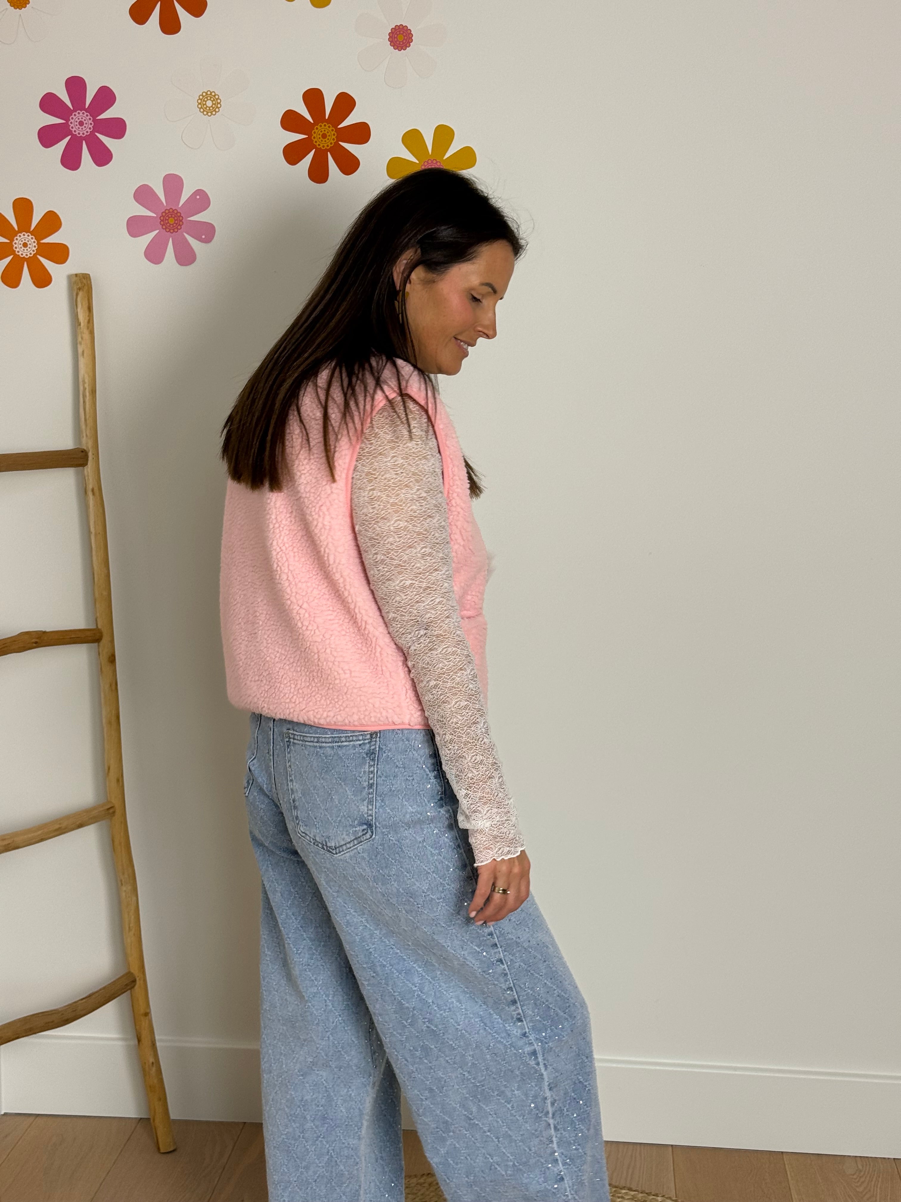 Roze teddy gilet - My Dressing