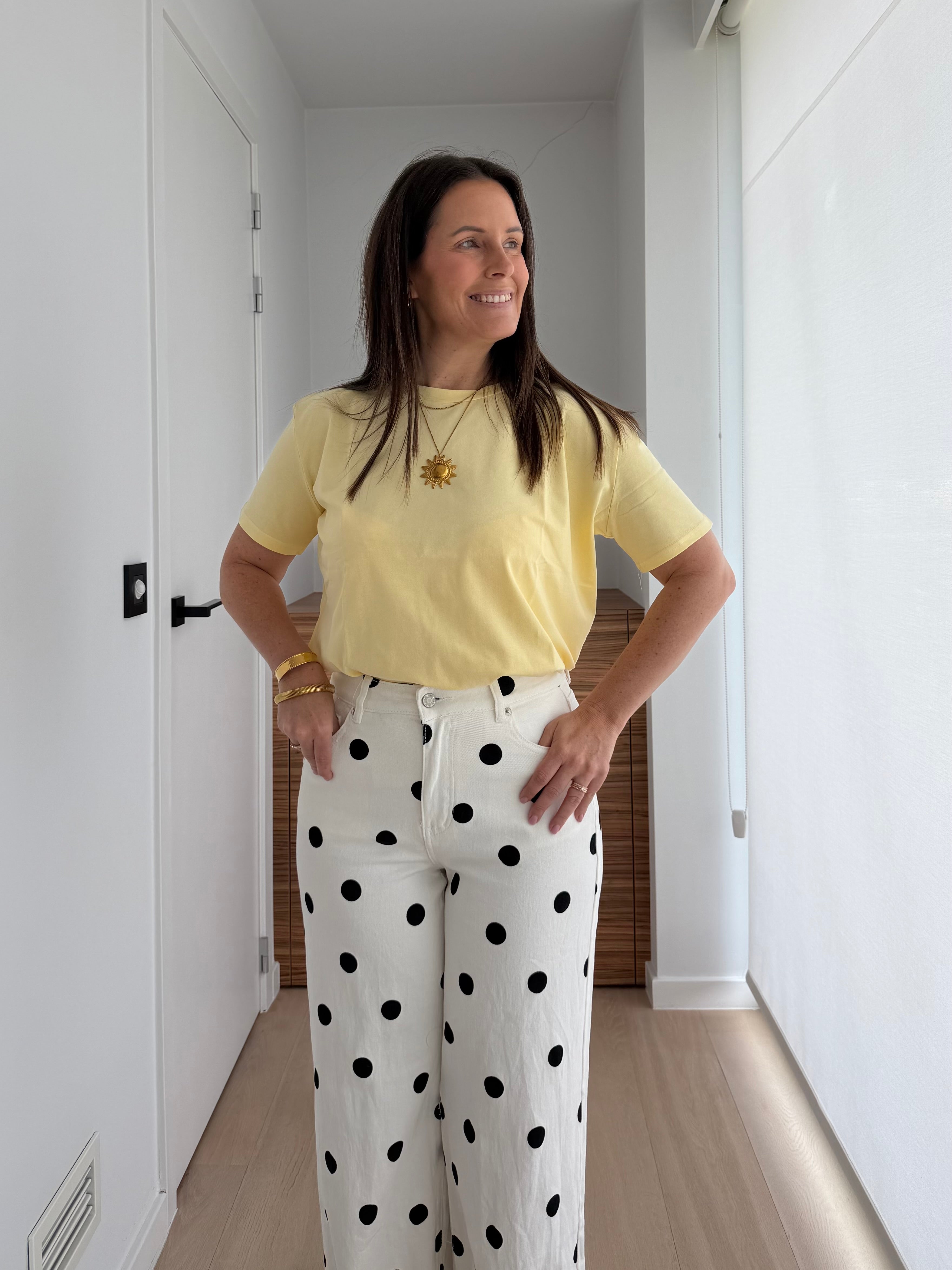 Basic gele t-shirt met korte mouwen - My Dressing