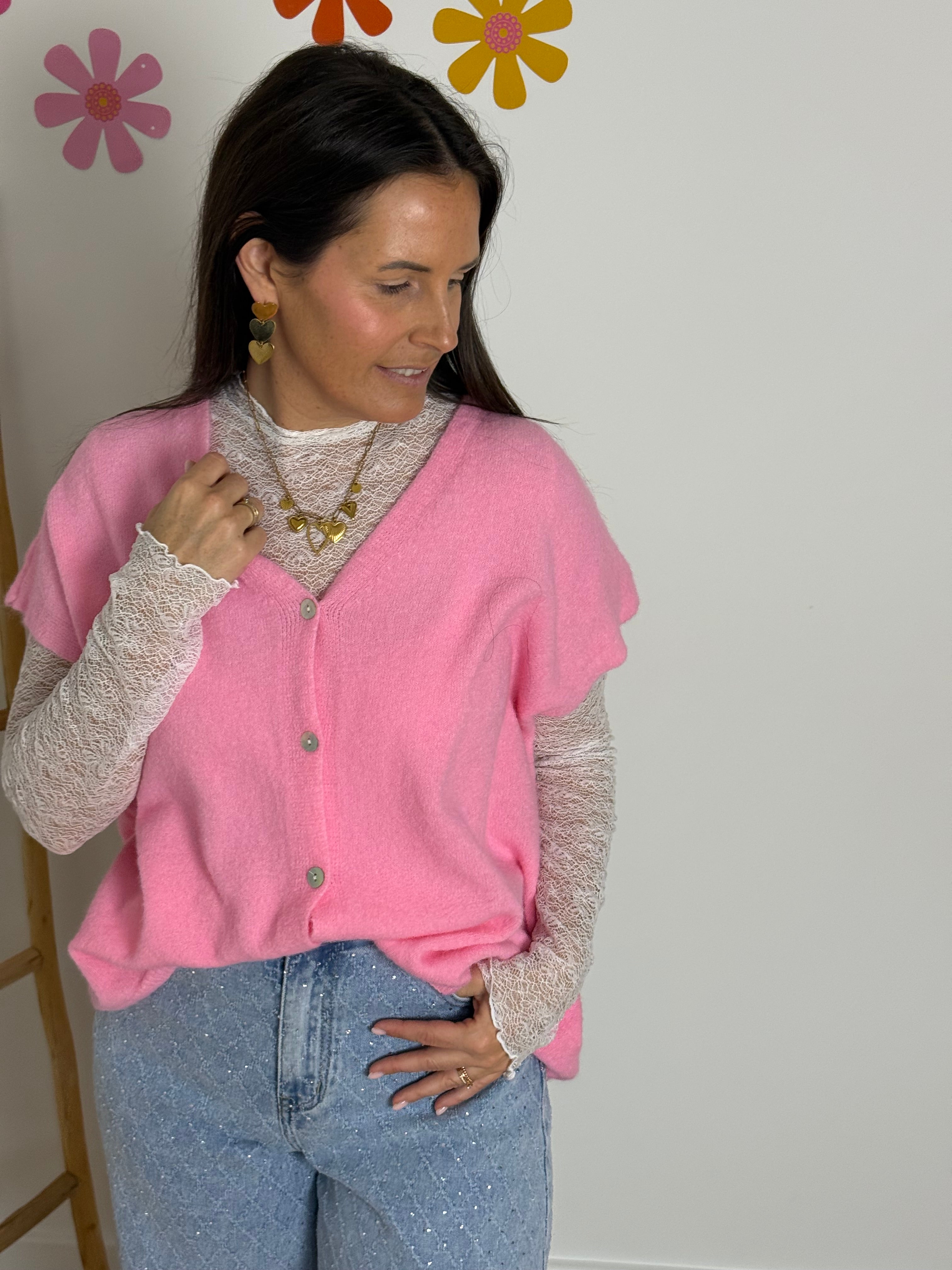 Oversized gilet roze