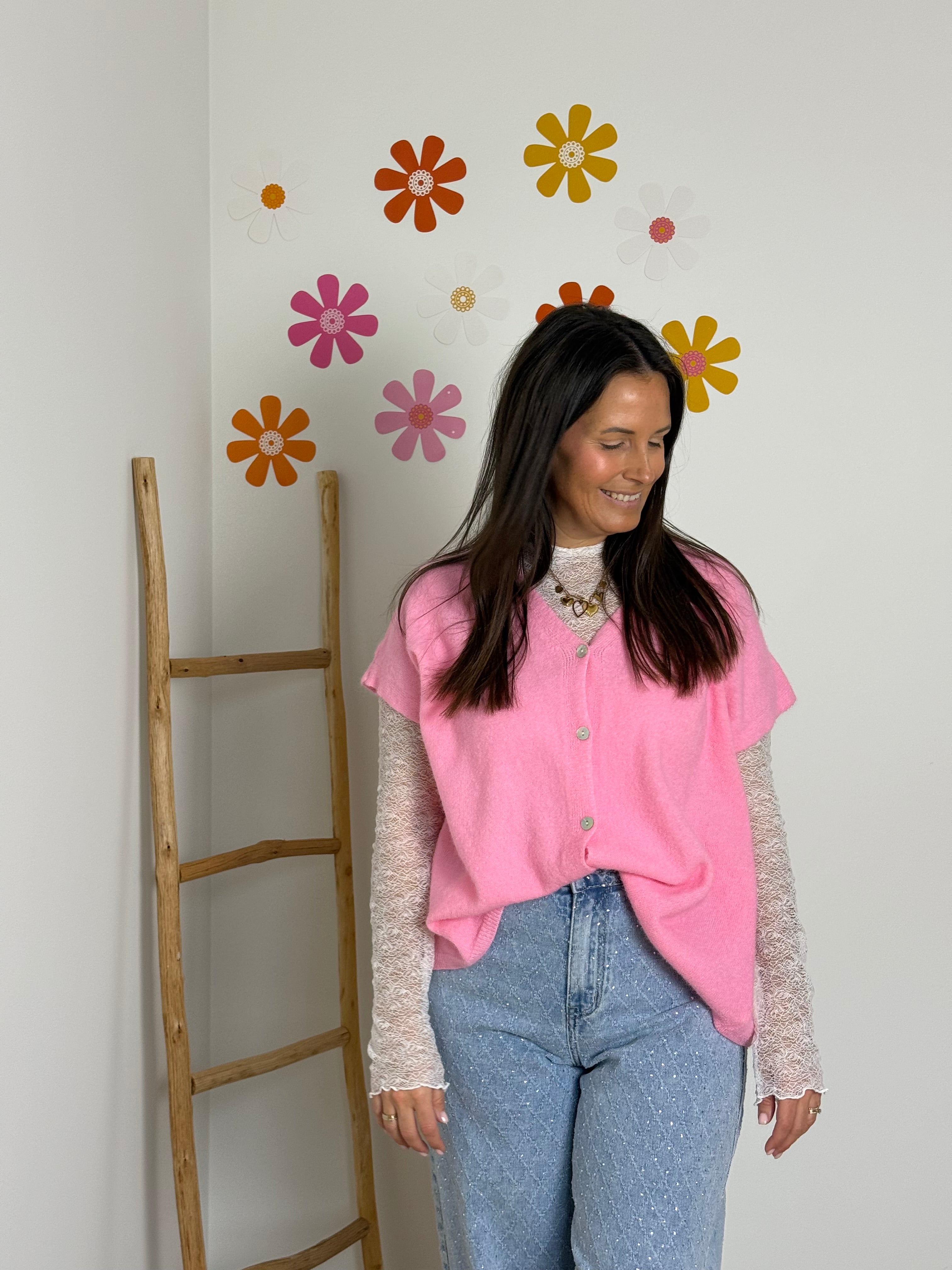 Oversized gilet roze