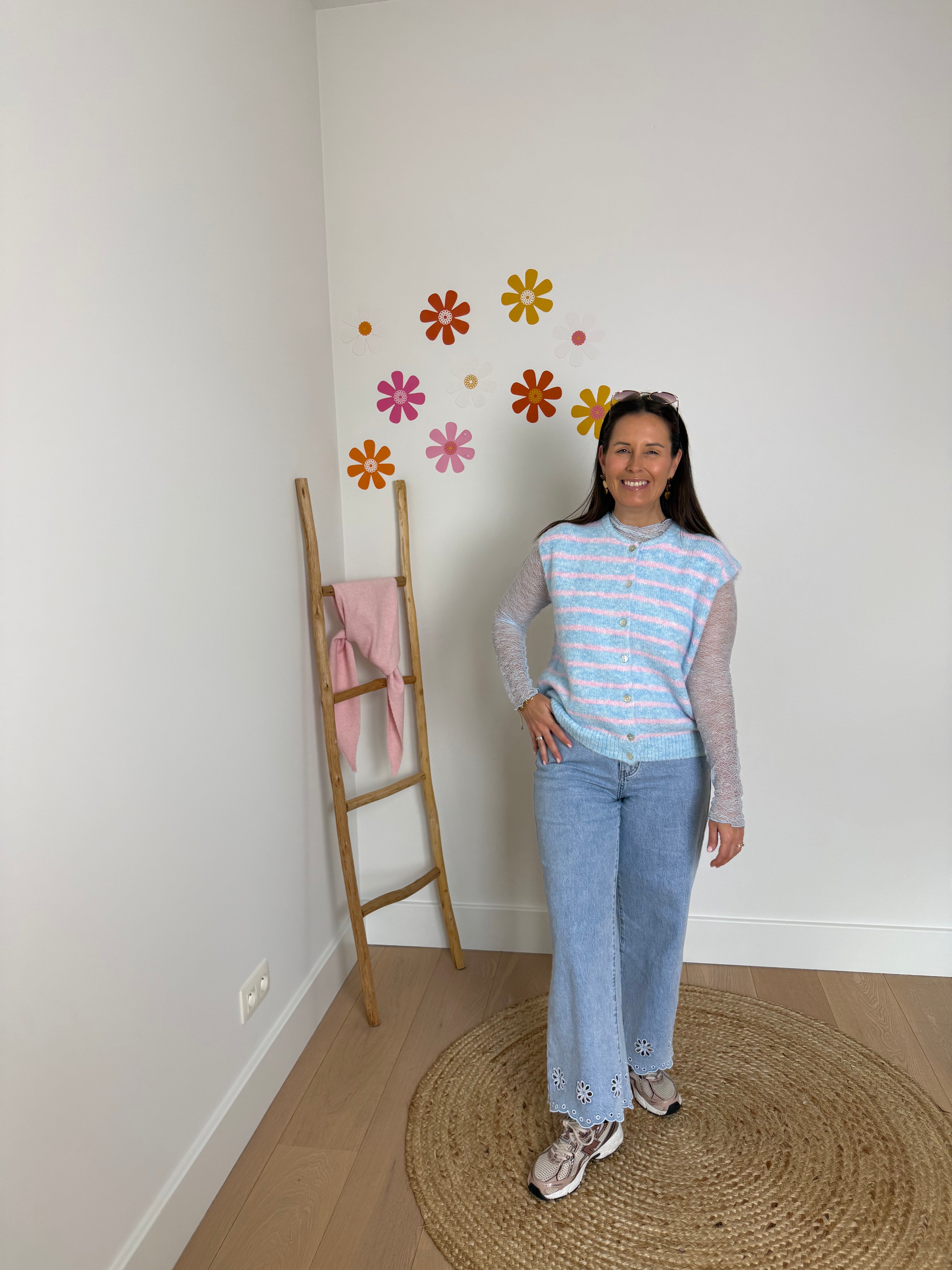 Blauw/roze gestreepte gilet en longsleeve - My Dressing