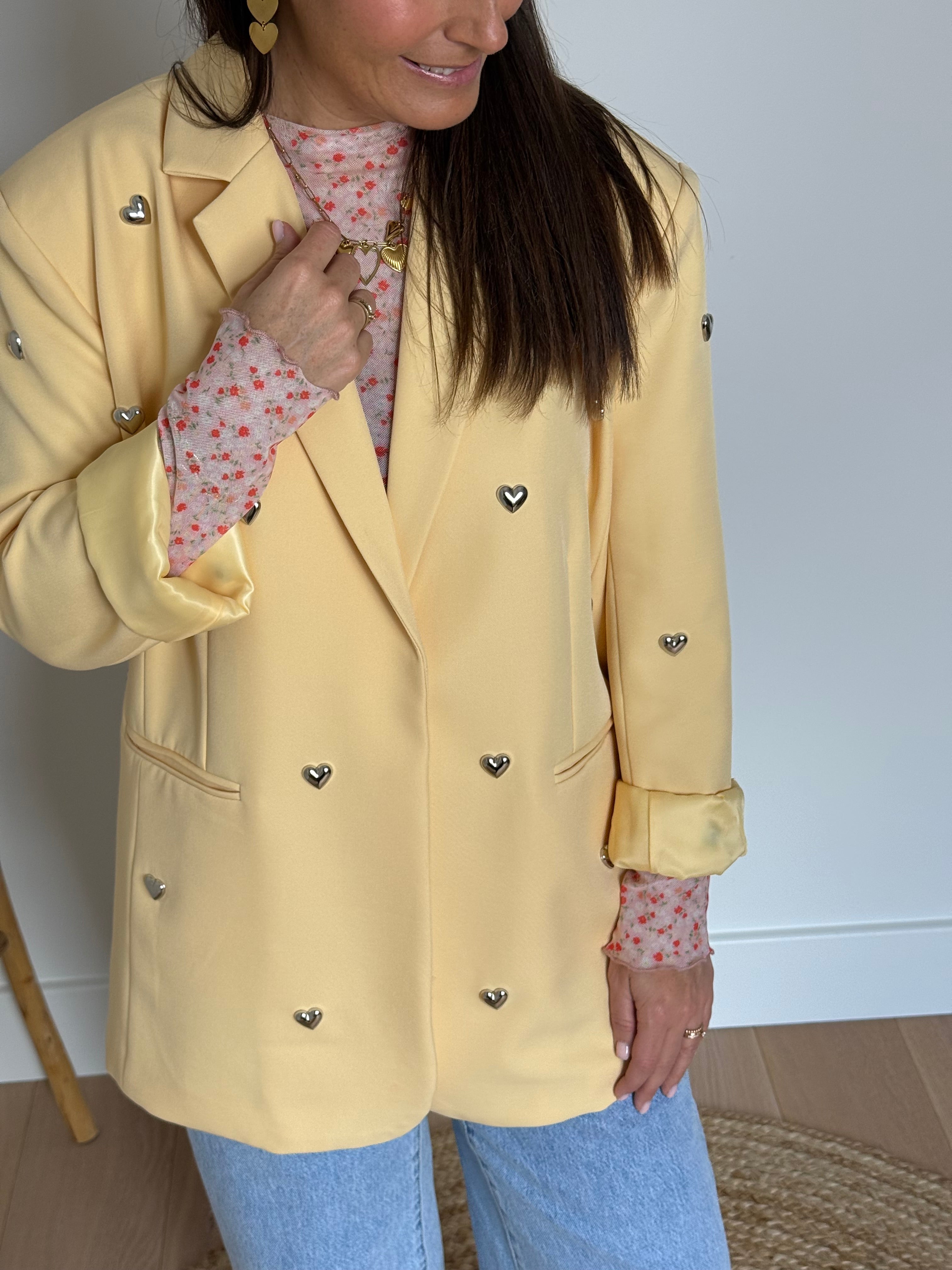 Heart studs blazer butter yellow - My Dressing