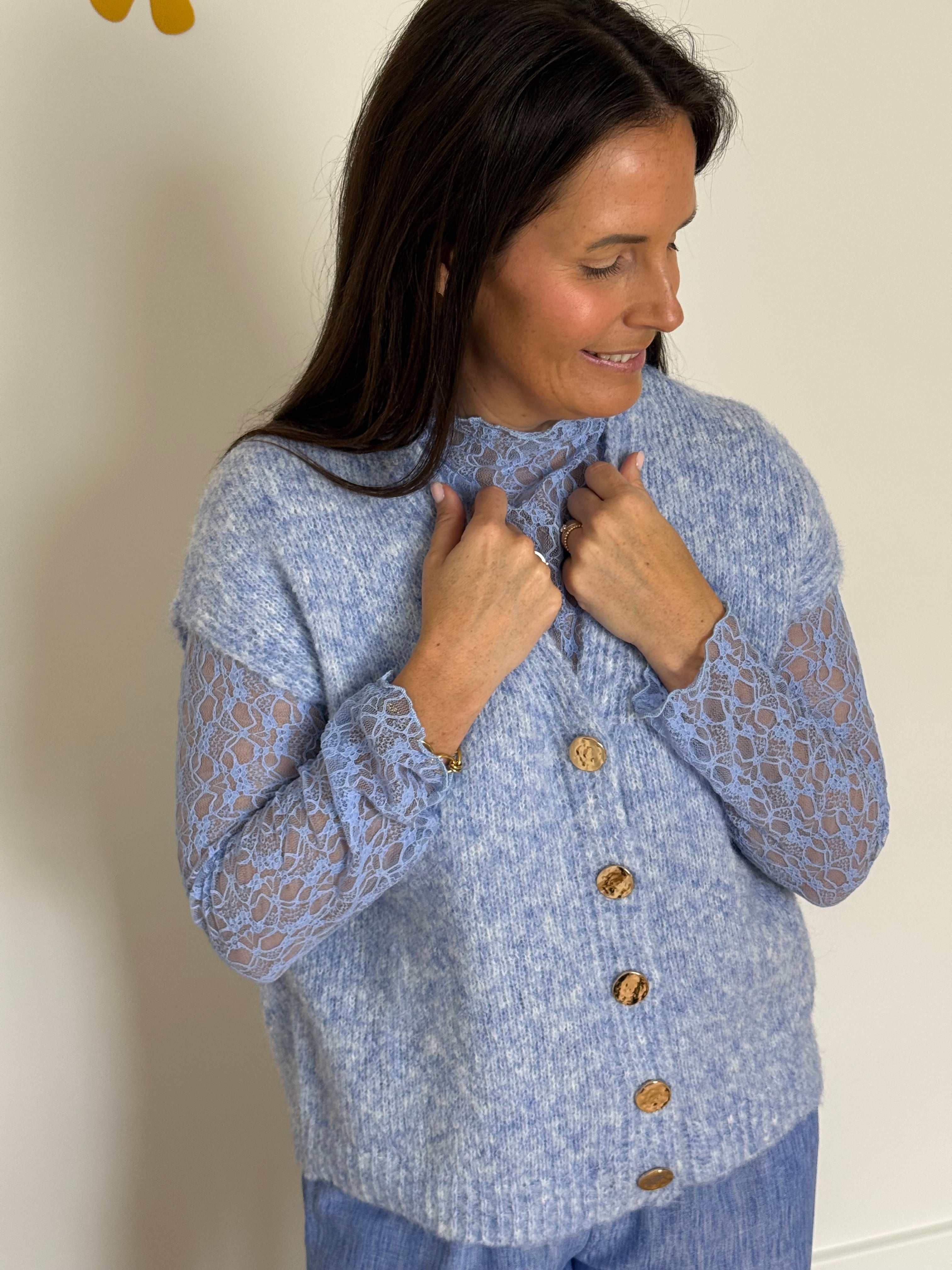 Longsleeve + gilet blauw - My Dressing