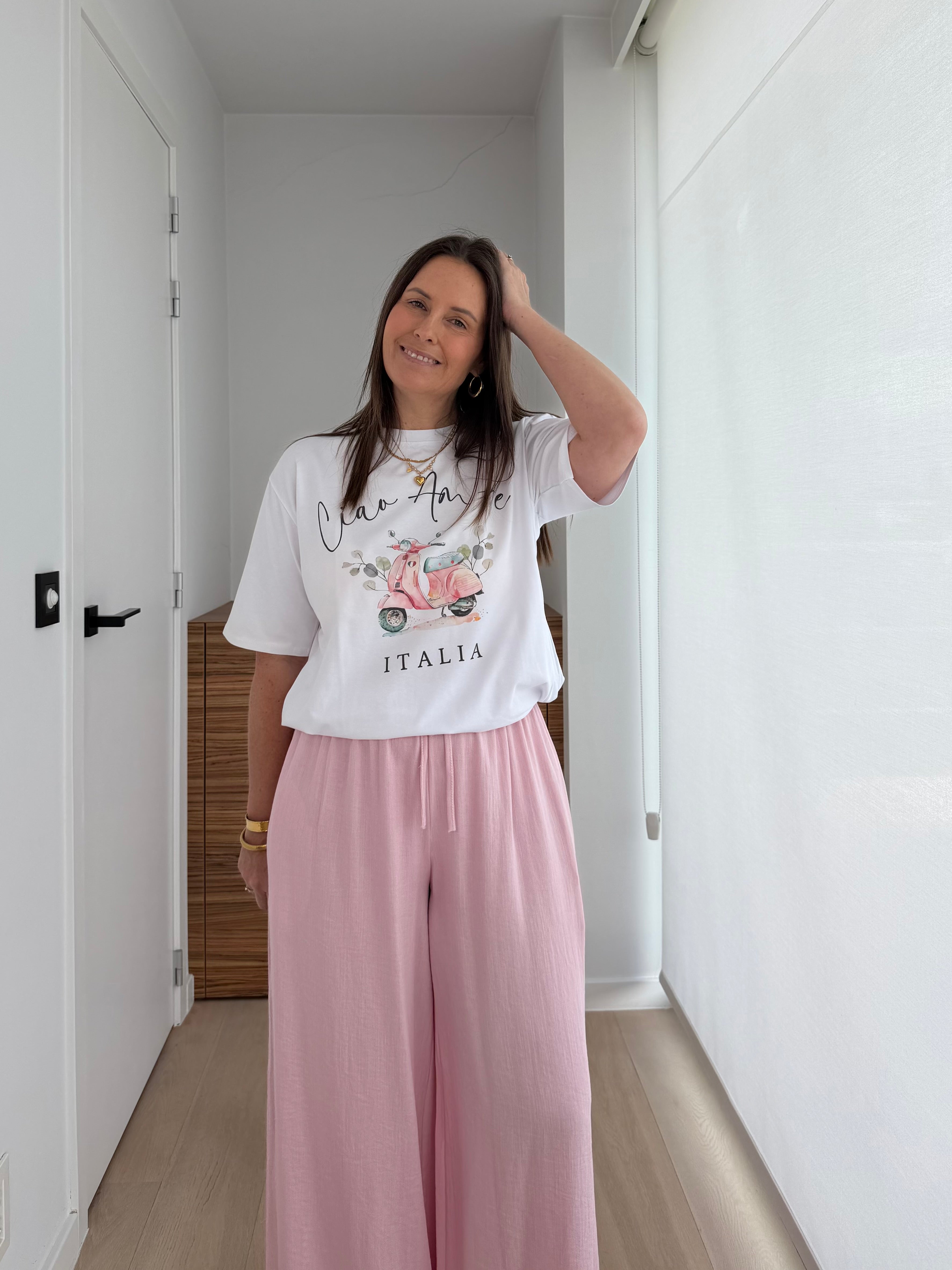 Witte oversized dames T-shirt met Italia graphic print