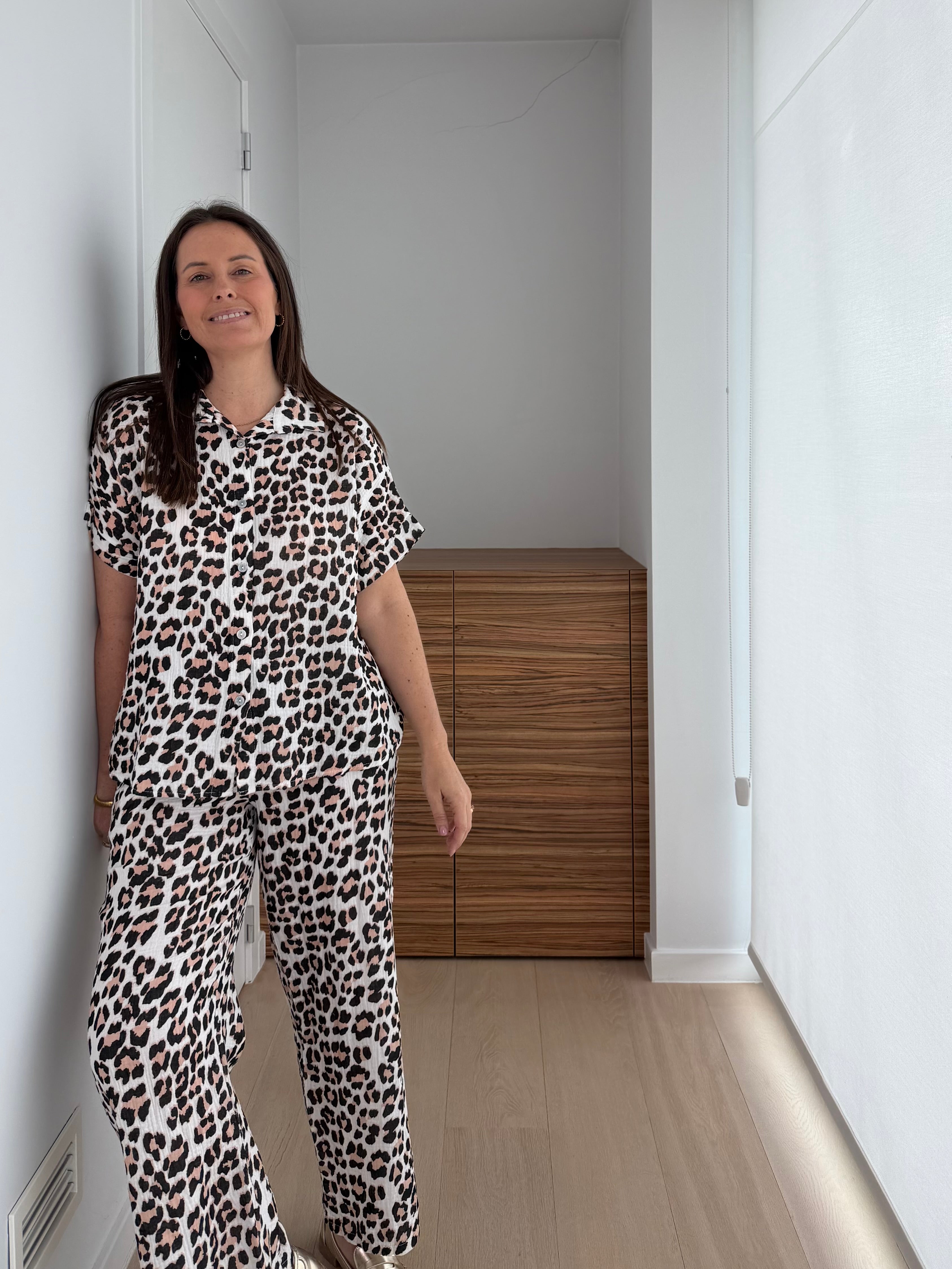 Leopard matching set met casual chic uitstraling en comfortabele pasvorm