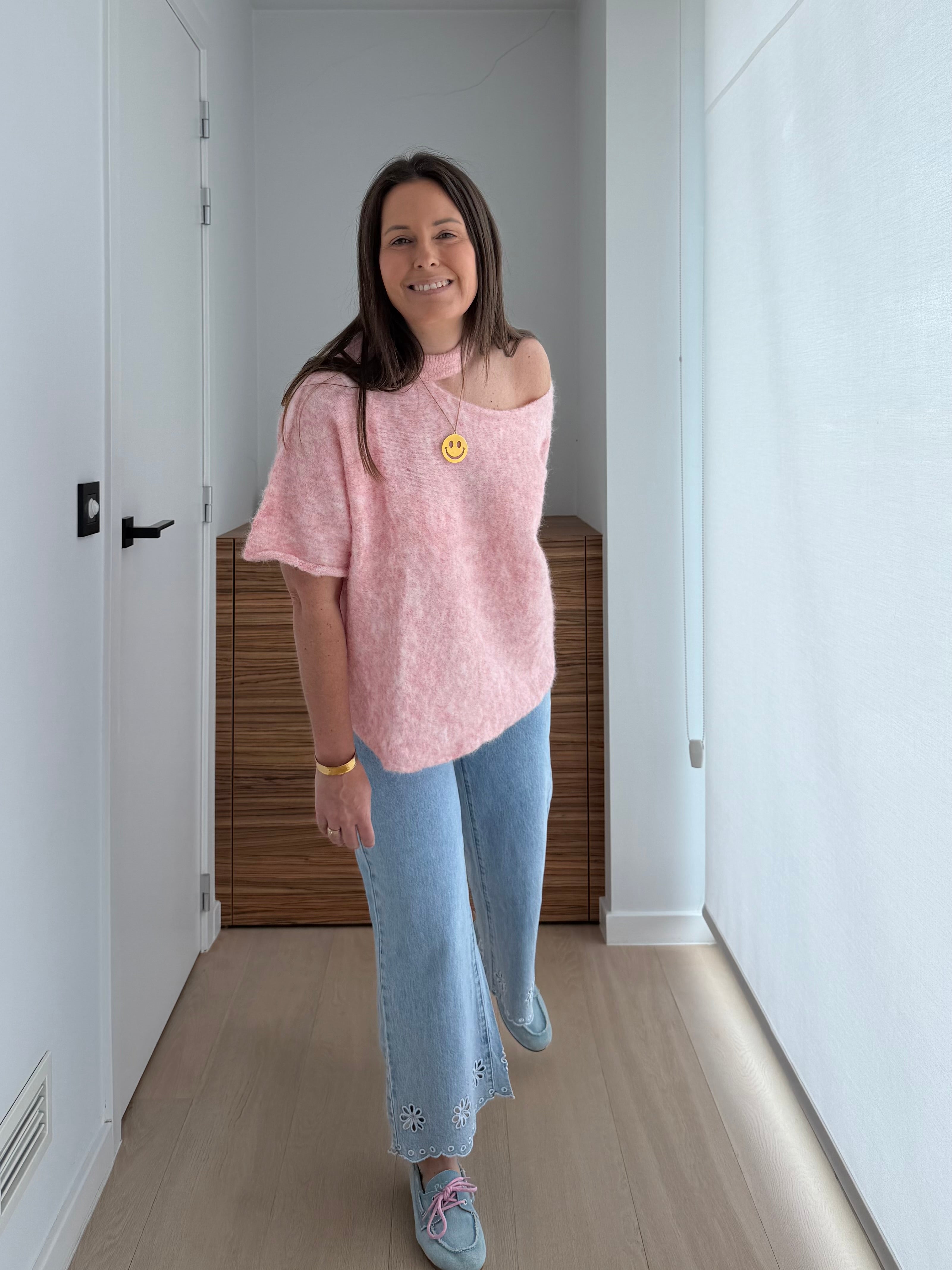 Oversized knit met korte mouwen in roze My Dressing