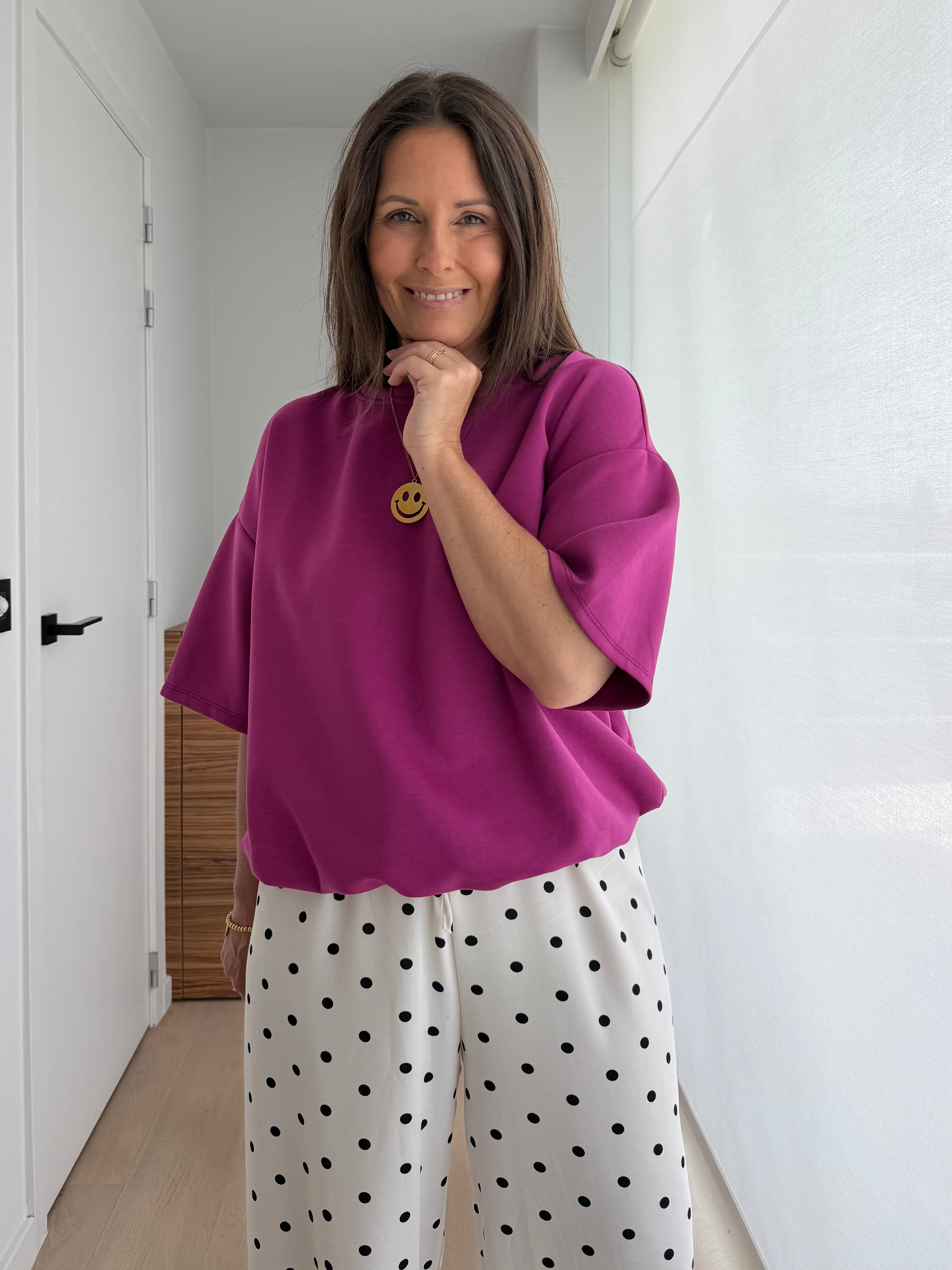 Cropped t-shirt in fushia kleur - My Dressing