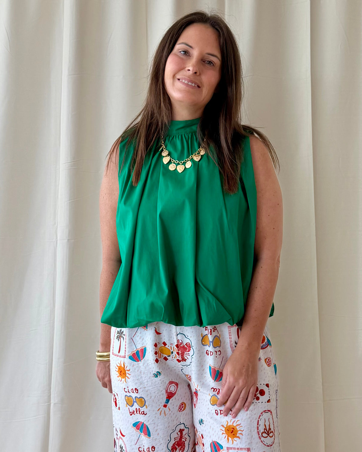 Dotty backless blouse groen