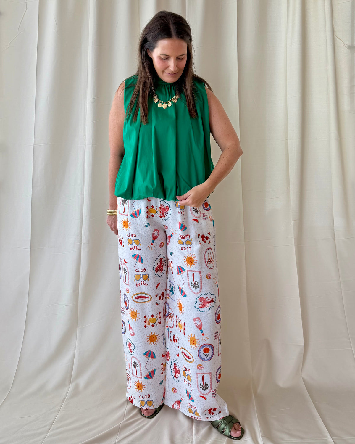 Dotty backless blouse groen