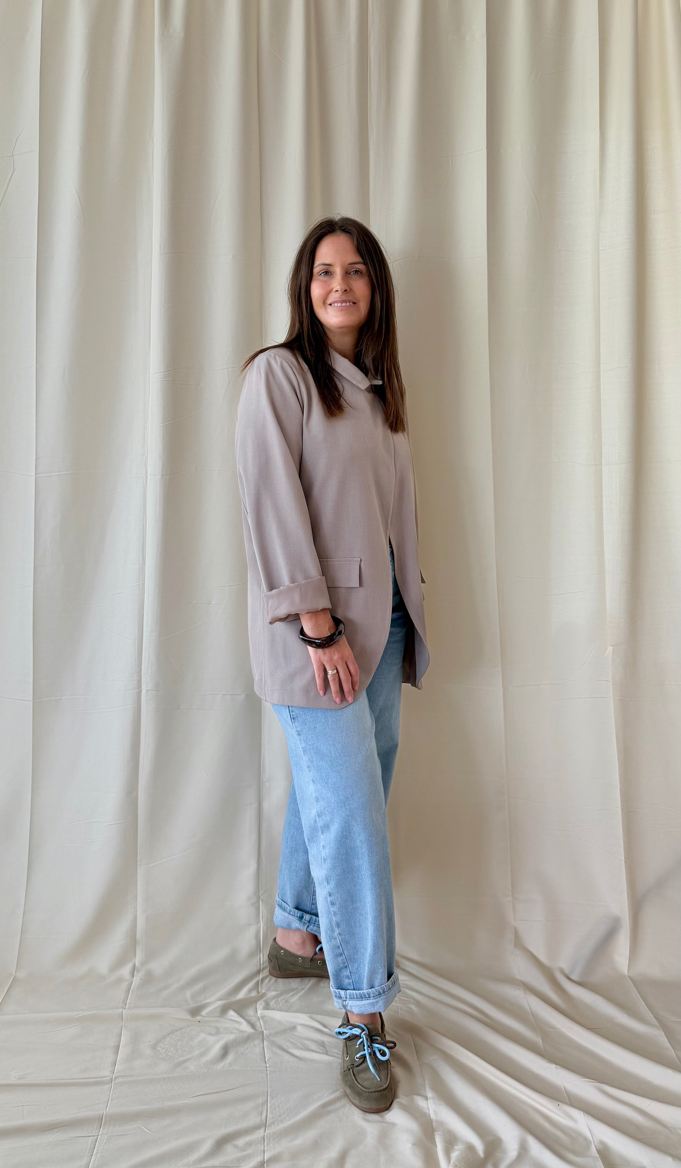 Blazer in taupe met lange mouwen - My Dressing
