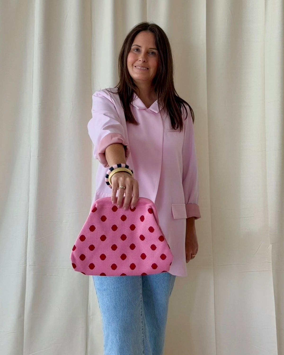 Dot clutch roze