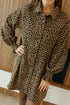 Leopard print kleedje dames – herfstjurk met lange mouwen, kraag en knoopjes bij My Dressing