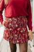 Bloemenprint skort dames – stijlvolle short-rok met gouden knopen en voorsplit