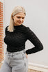 Zwarte longsleeve dames – dun truitje met motief, ideaal als laagjes item