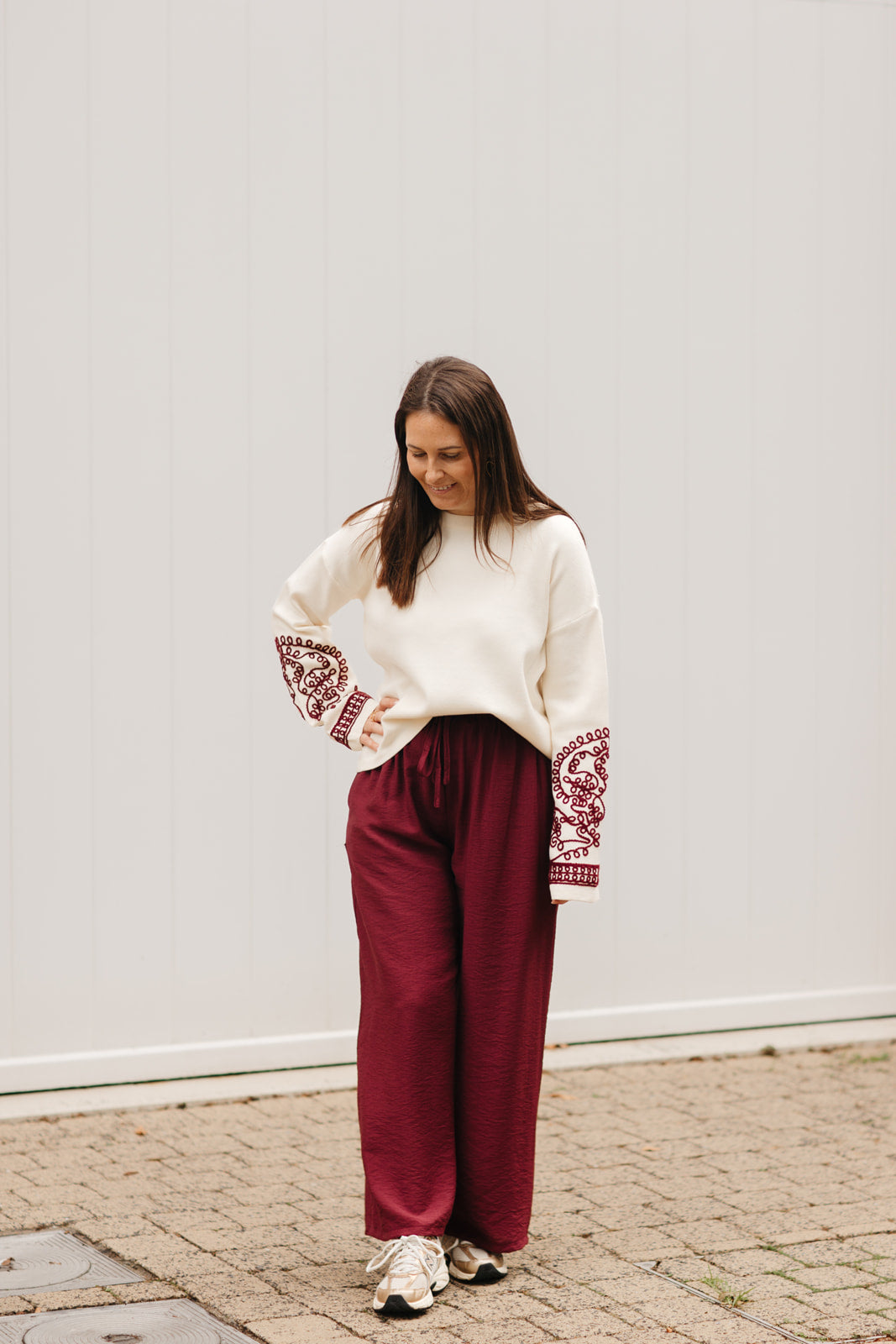 Elegante winter knit – geborduurde trui voor dames, zacht en stijlvol voor koude dagen