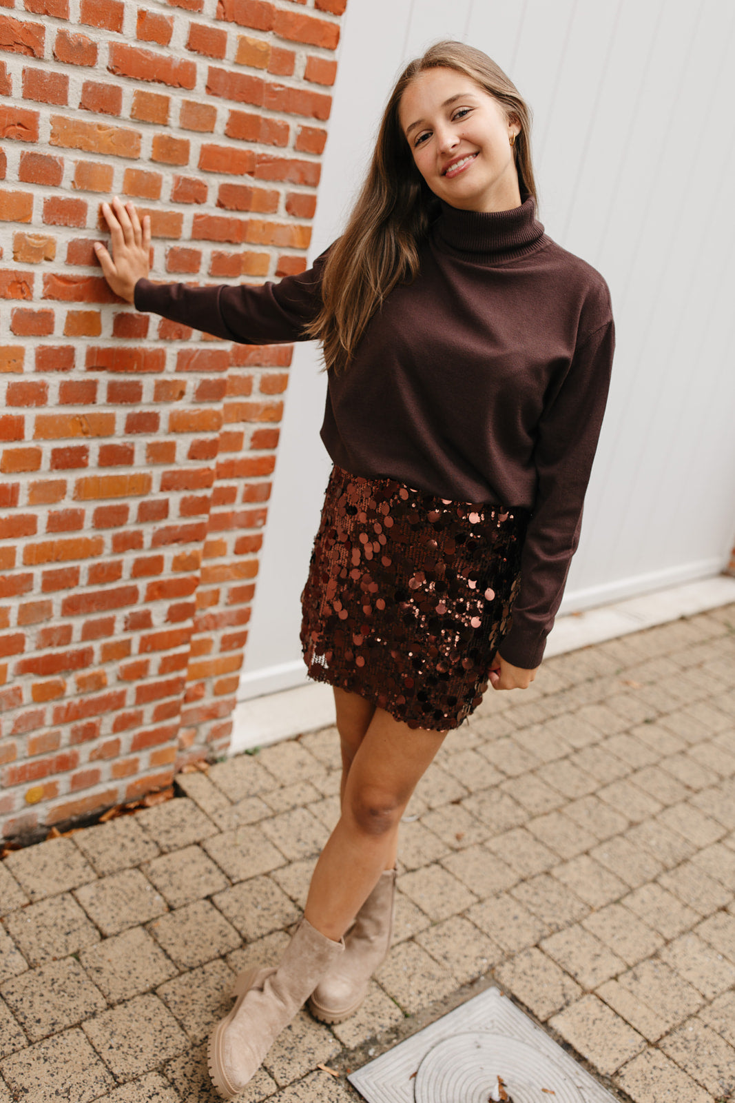 Rolkraag trui dames bruin – comfortabele knit met zachte stof en stijlvolle pasvorm