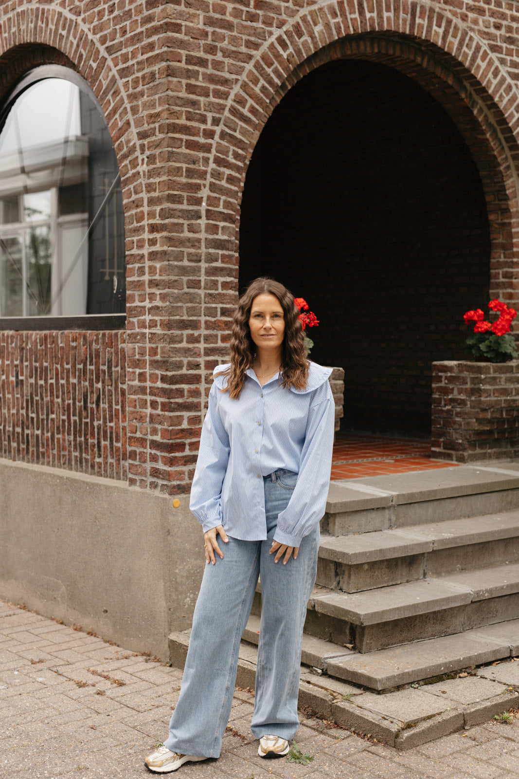 Lang hemd dames – Rayée shirt met witte en blauwe strepen, classy en casual te dragen