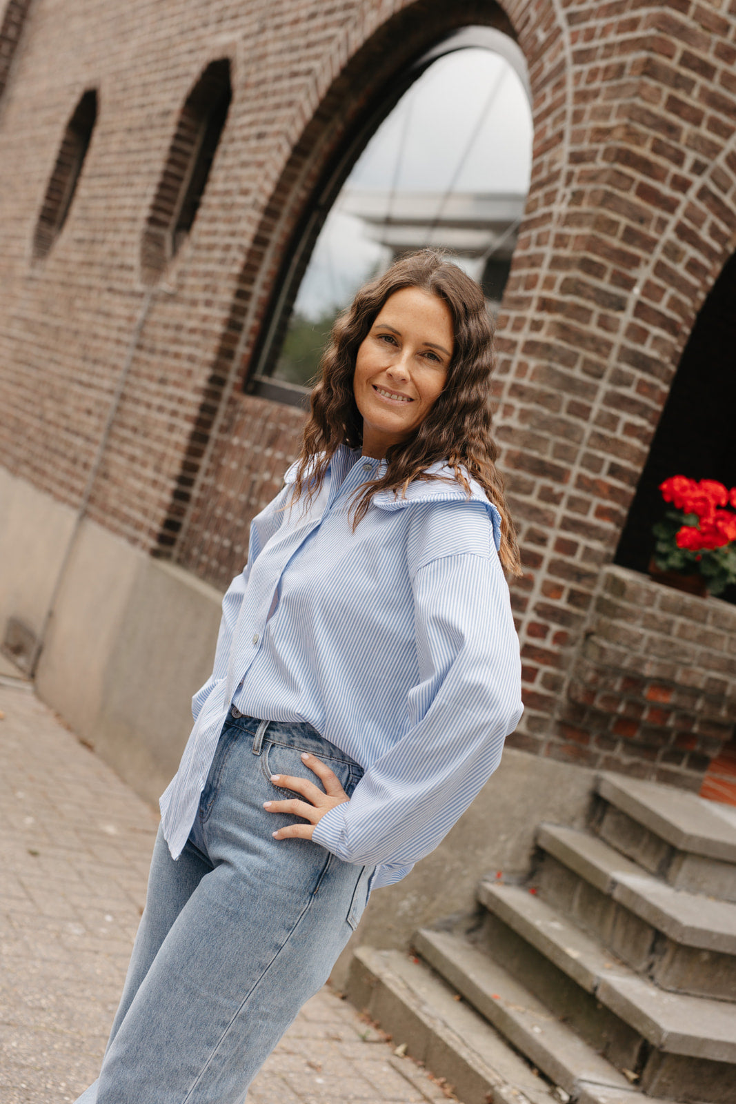 Stijlvolle dames blouse – wit-blauw gestreept Rayée shirt van My Dressing