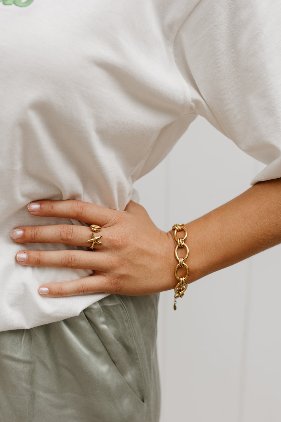 Oval chain bracelet gold Bazou