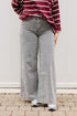 Lichtgrijze palazzo jeans dames – extra wide fit denim broek met knoop- en ritssluiting bij My Dressing