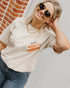 Beige dames T-shirt katoen – korte mouwen met baguette opdruk bij My Dressing