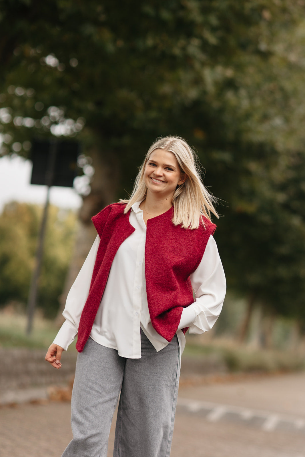 Dames blouse wit – comfortabele lange blouse van zachte polyester met relaxed fit