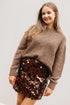 Chocoladebruine pailletten rok dames – korte glitterrok, classy en trendy bij My Dressing