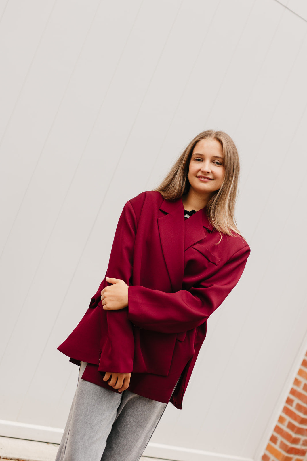 Oversized blazer dames – trendy relaxed fit blazer met knoop binnenin en zijsluiting bij My Dressing