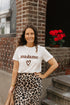 Witte dames T-shirt katoen – geborduurde tekst Madame met bruin hartje bij My Dressing