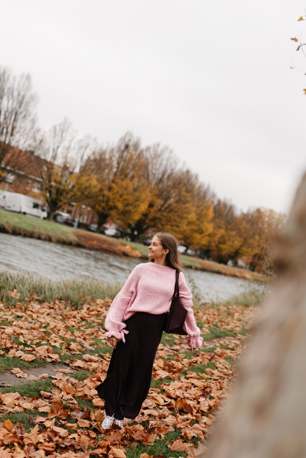 Zachte oversized trui met pofmouwen