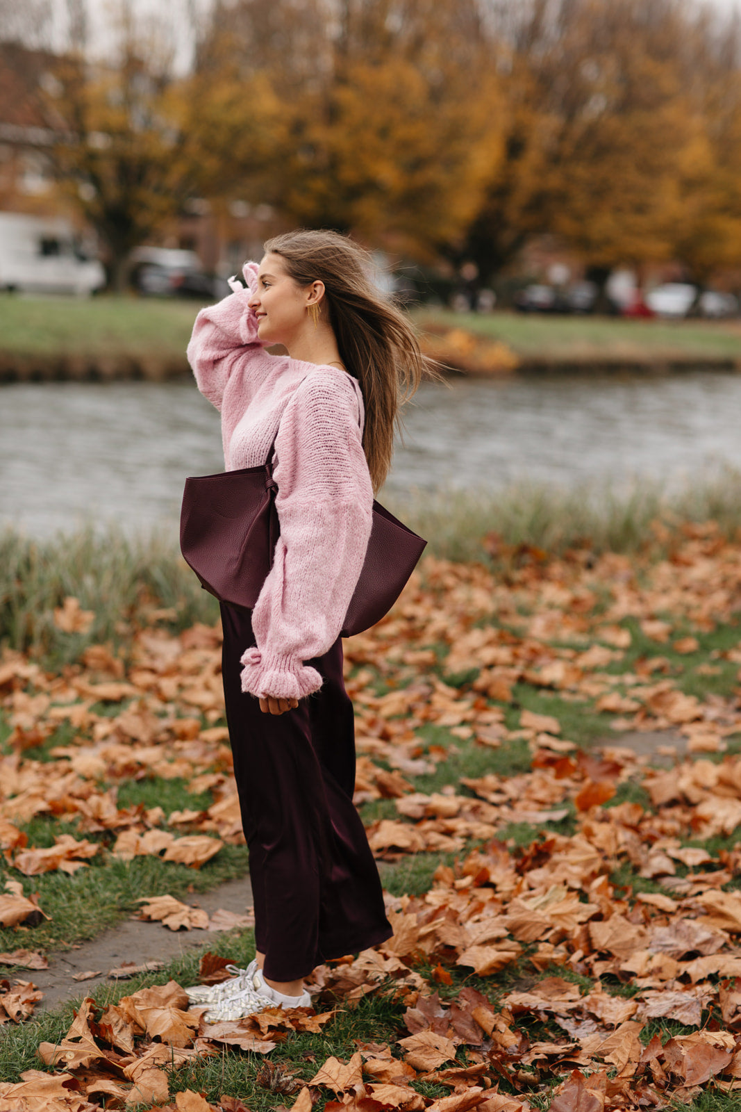 Zachte oversized trui met pofmouwen