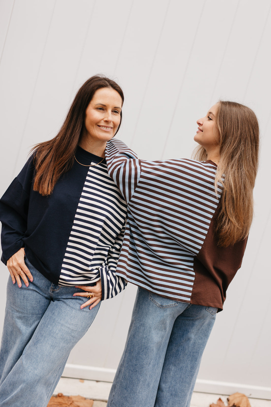 Comfy oversized top in bruine tinten