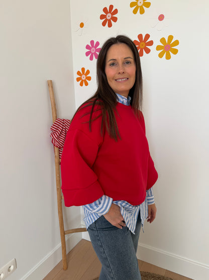 Rode sweater 4/5 mouwen - My Dressing