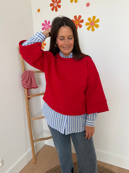 Rode sweater 4/5 mouwen - My Dressing
