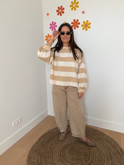 Ecru/beige gestreept shirt - My Dressing