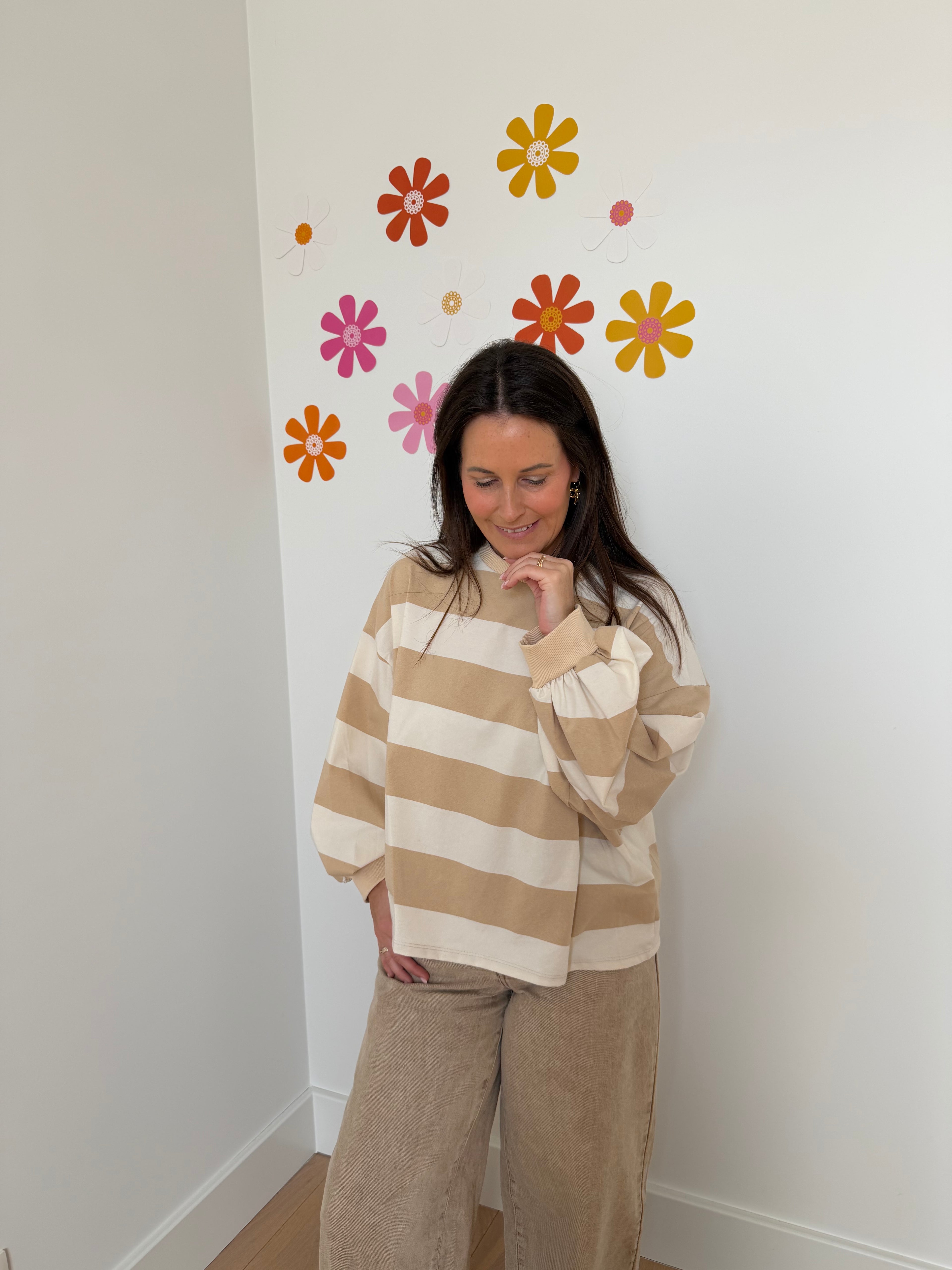 Ecru/beige gestreept shirt - My Dressing