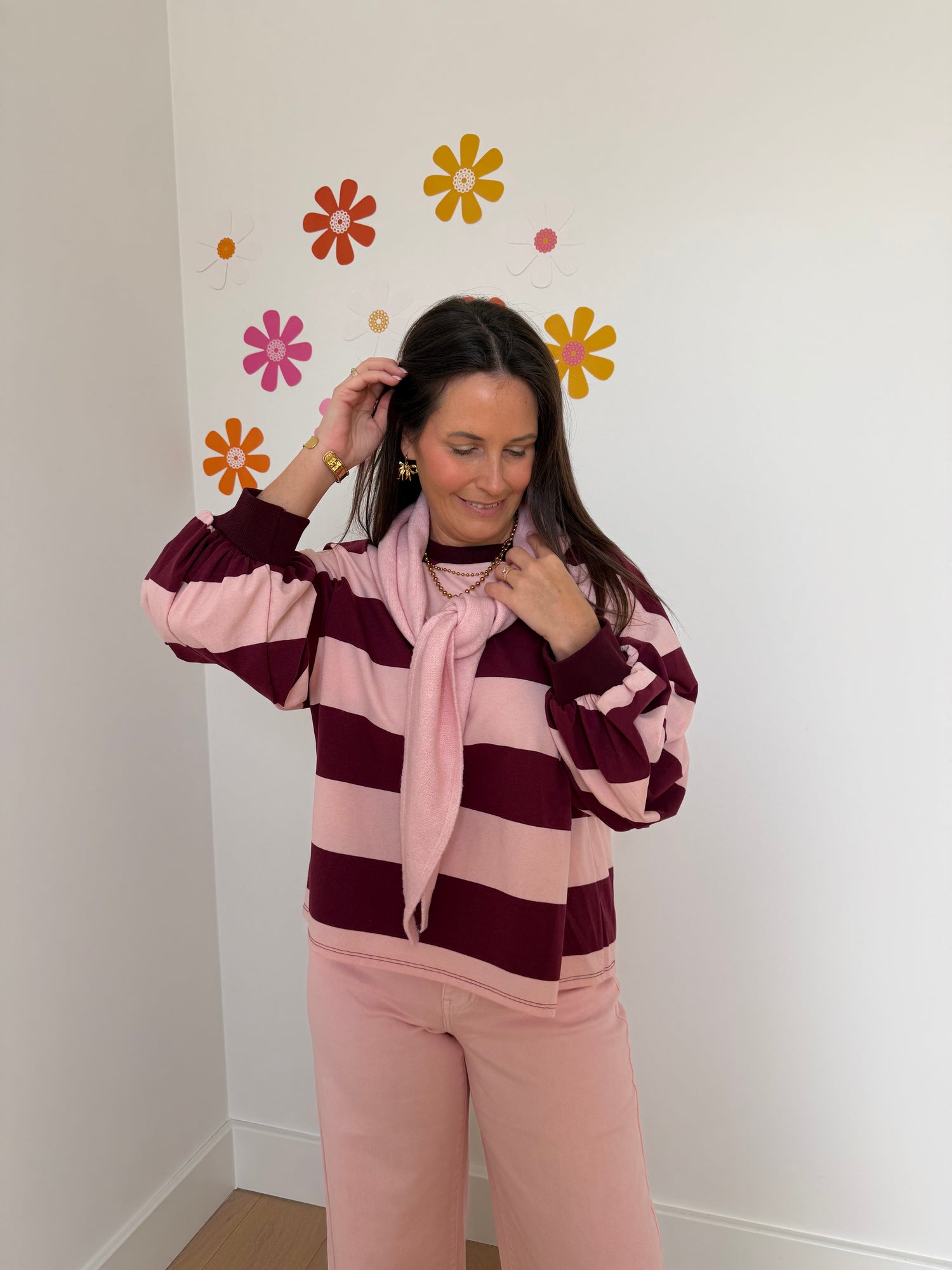 Roze/bordeaux gestreepte shirt - My Dressing