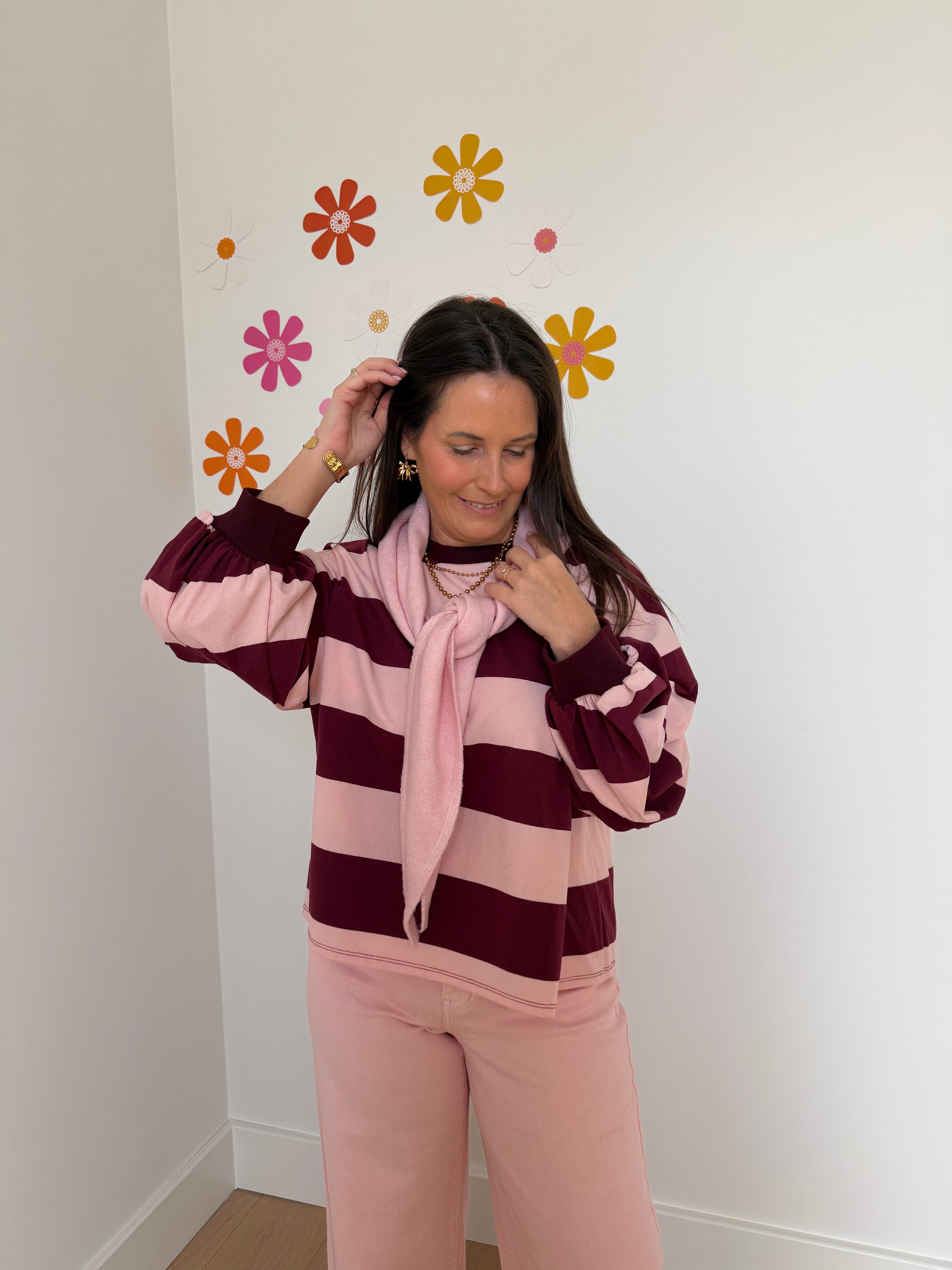 Roze/bordeaux gestreepte shirt - My Dressing