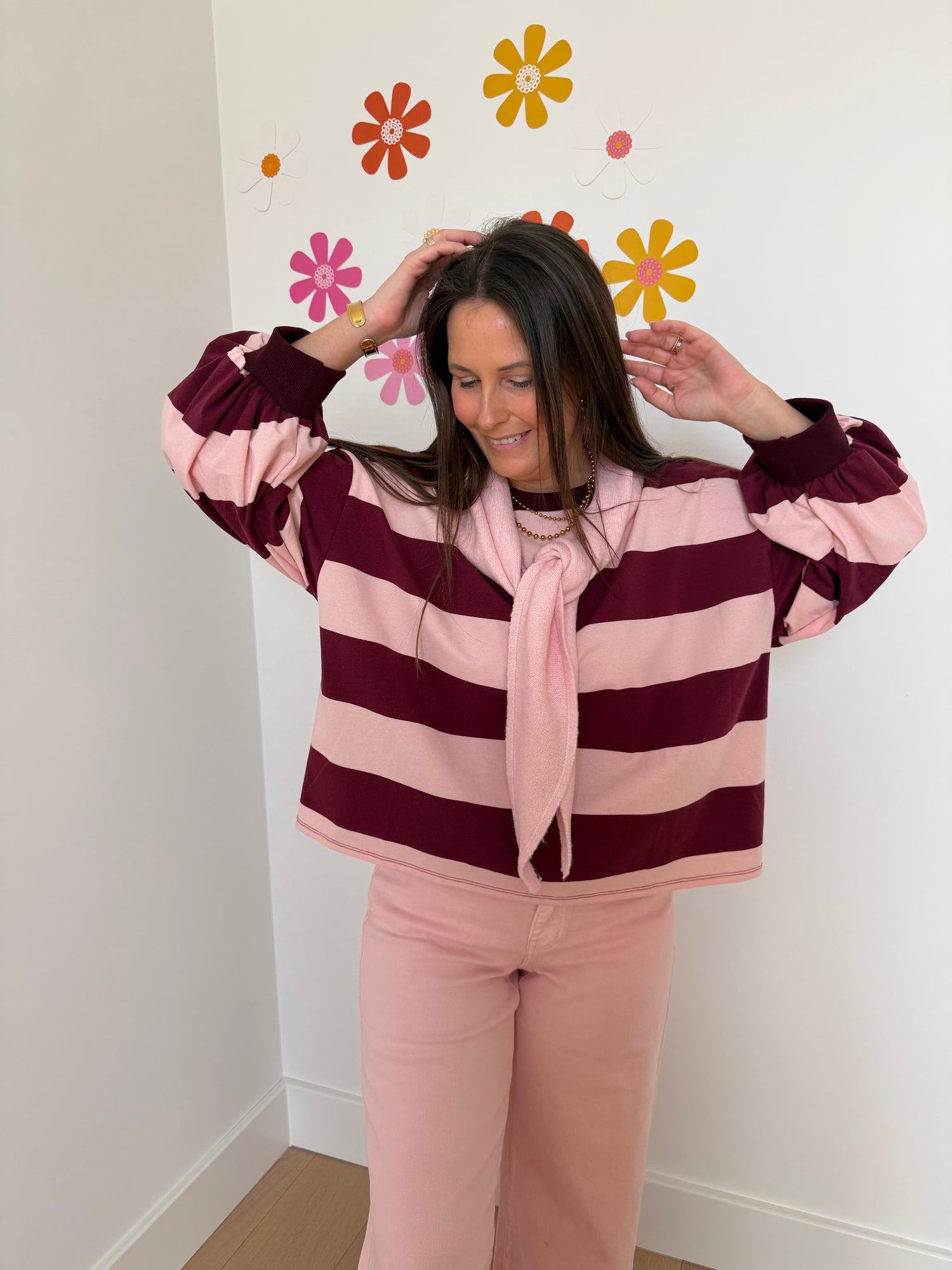 Roze/bordeaux gestreepte shirt - My Dressing