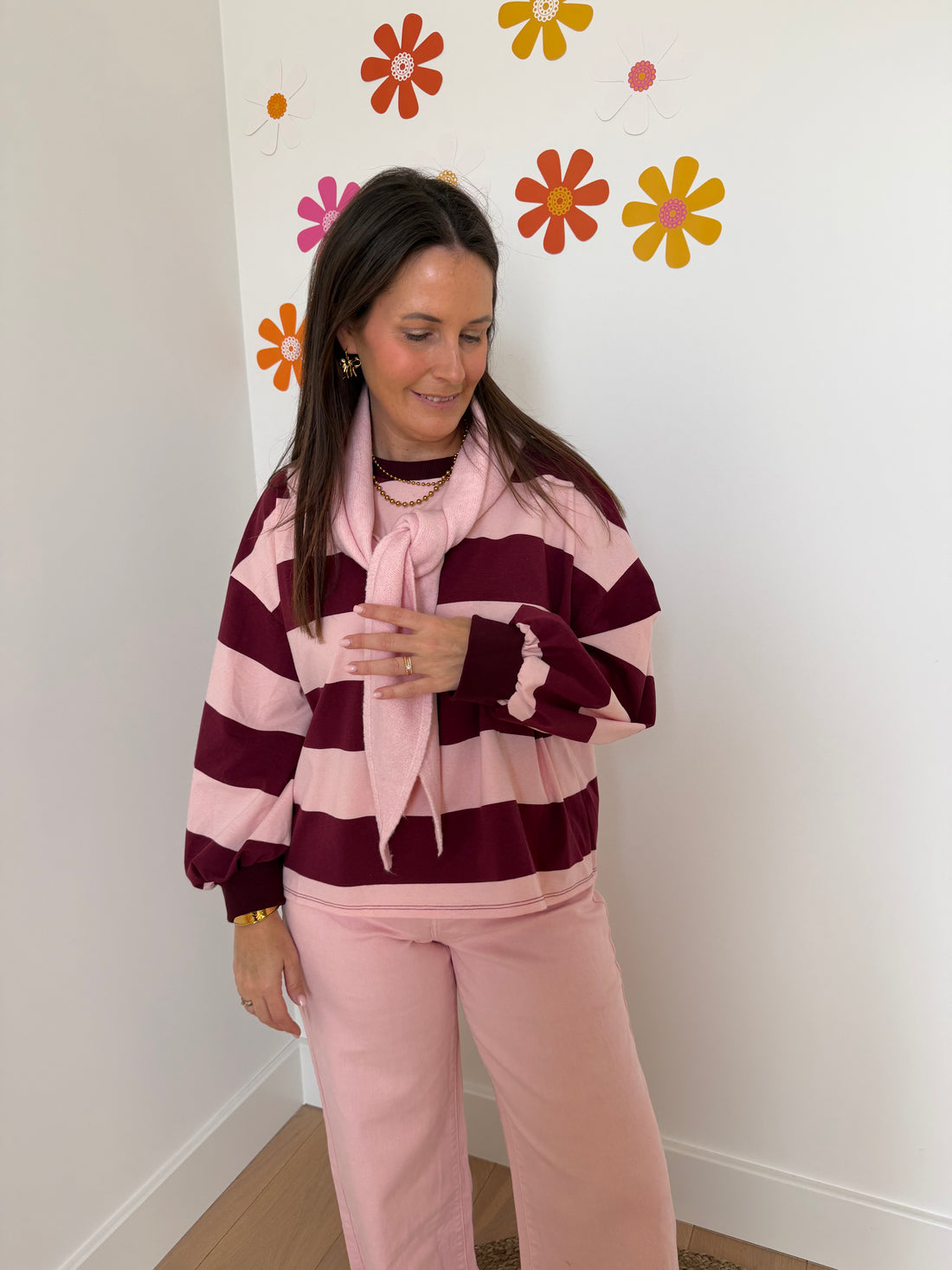 Roze/bordeaux gestreepte shirt - My Dressing