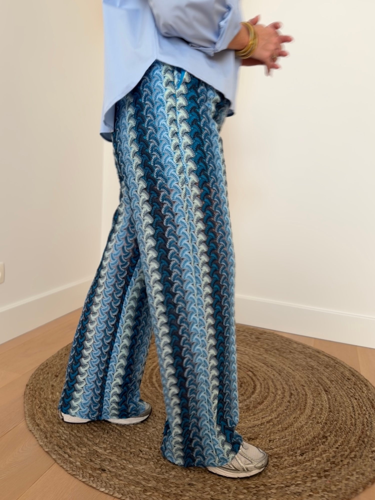 Blauwe crochet broek - My Dressing