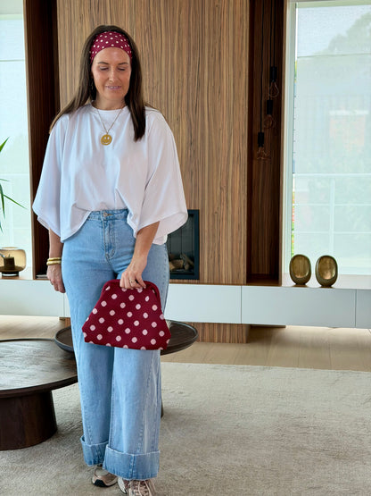 Dot clutch burgundy